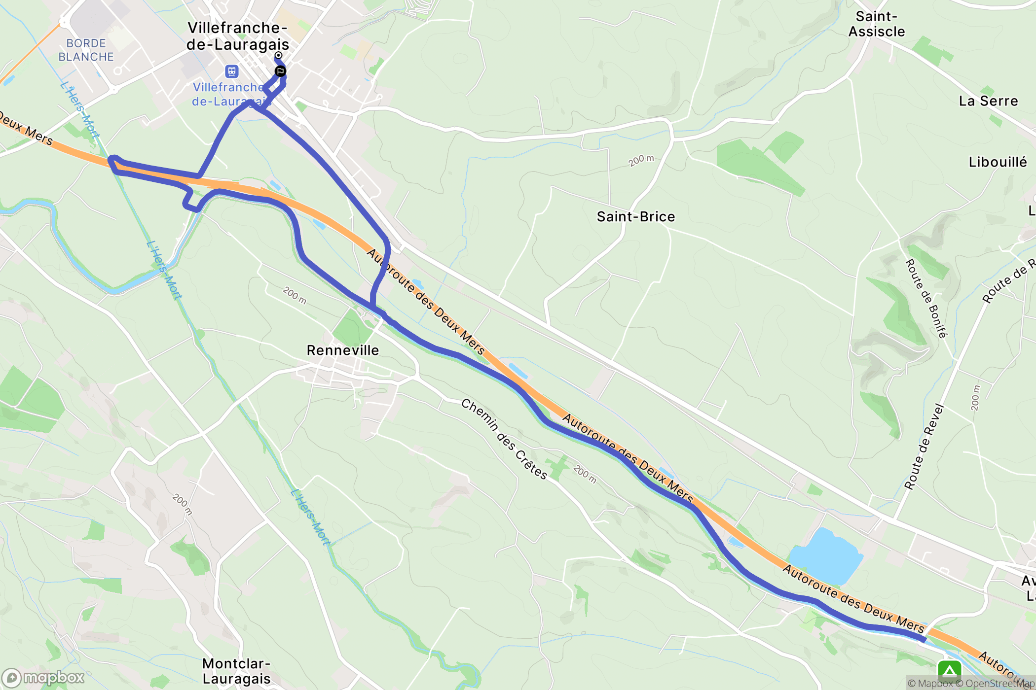 Villefranche-de-Lauragais : carte du parcours de randonnée - France