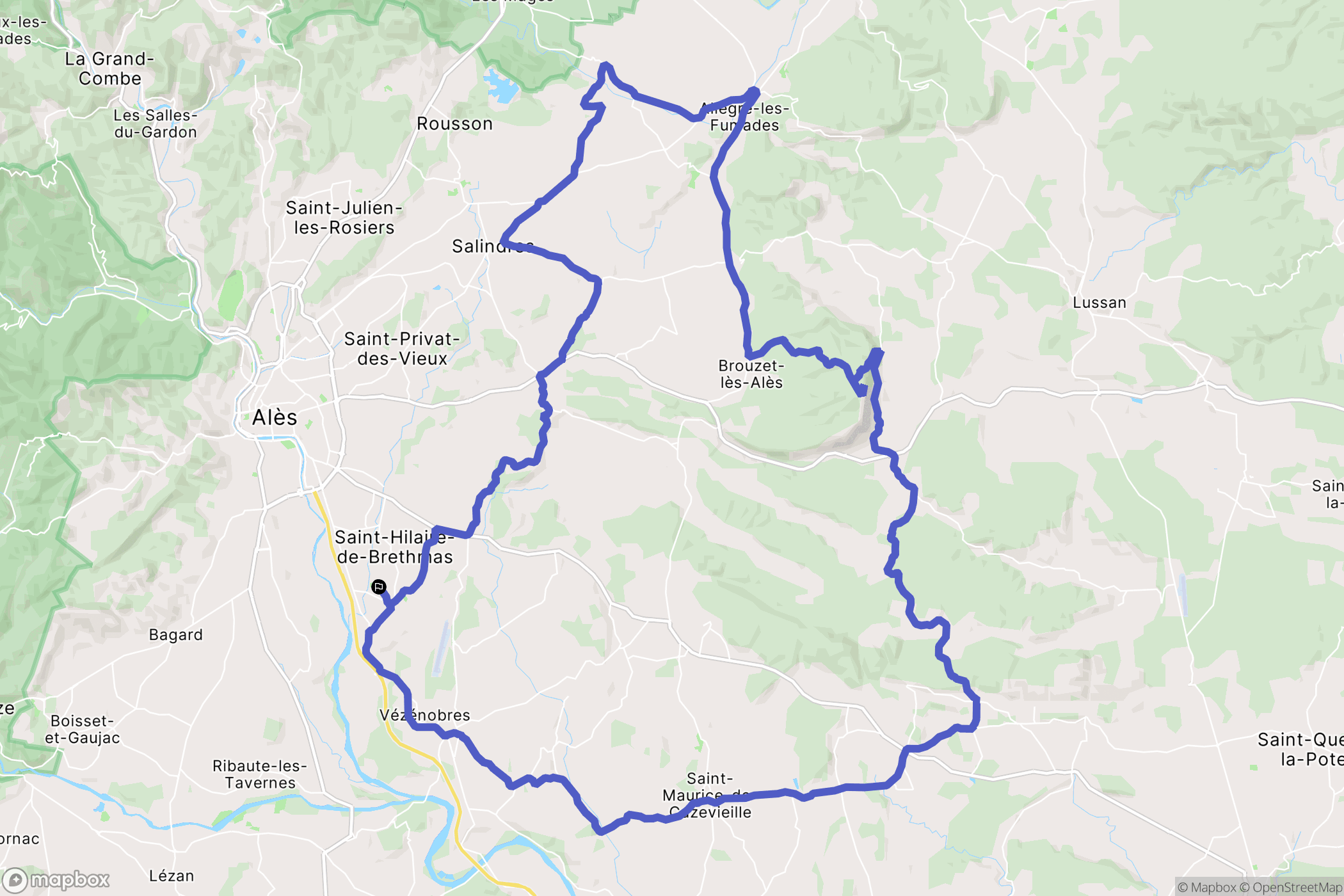Saint-Hilaire-de-Brethmas : carte du parcours de randonnée - France