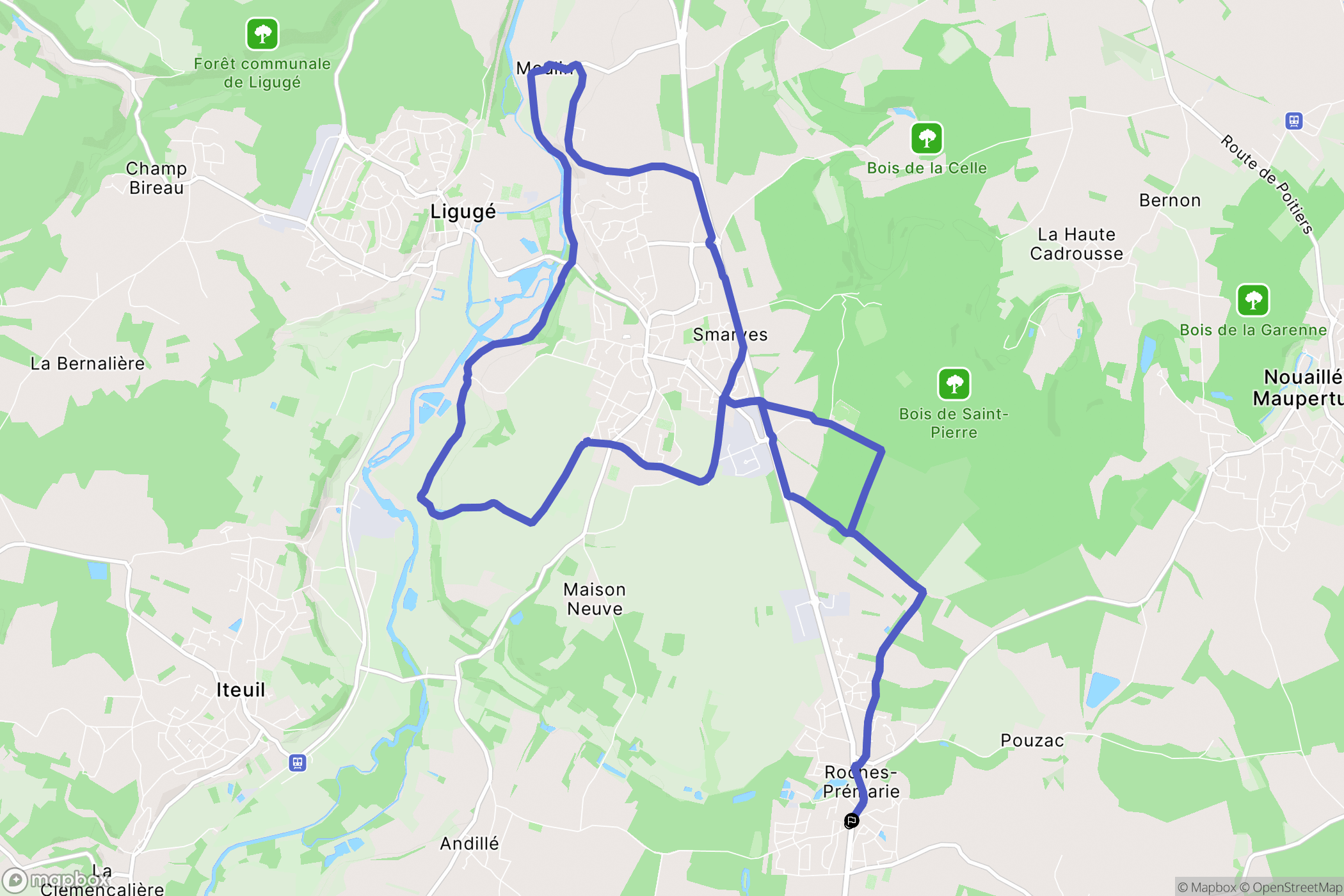 Roches-Prémarie-Andillé : carte du parcours de randonnée - France