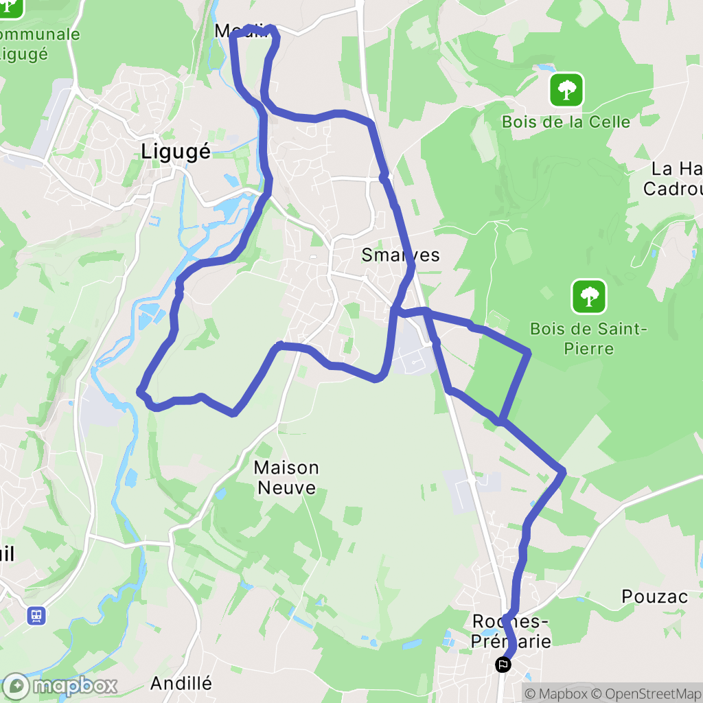 Roches-Prémarie-Andillé : carte du parcours de randonnée - France