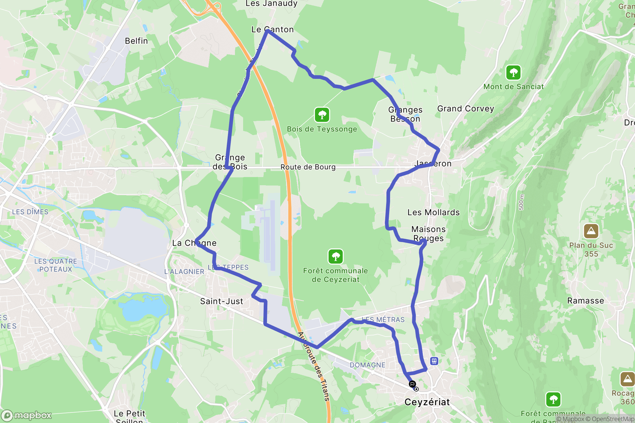 Ceyzériat : carte du parcours de randonnée - France