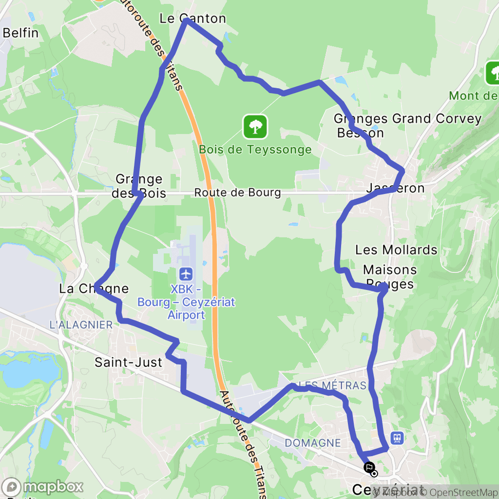 Ceyzériat : carte du parcours de randonnée - France