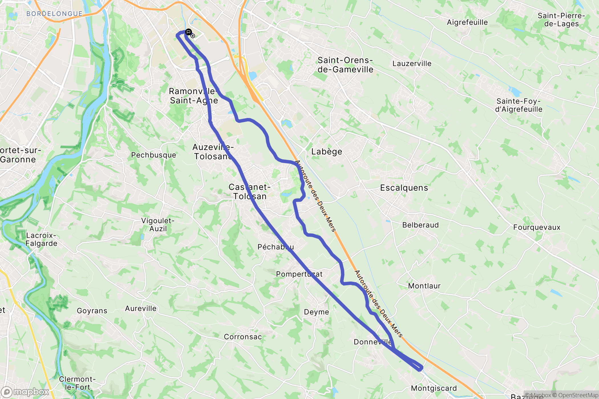 Toulouse : carte du parcours de randonnée - France