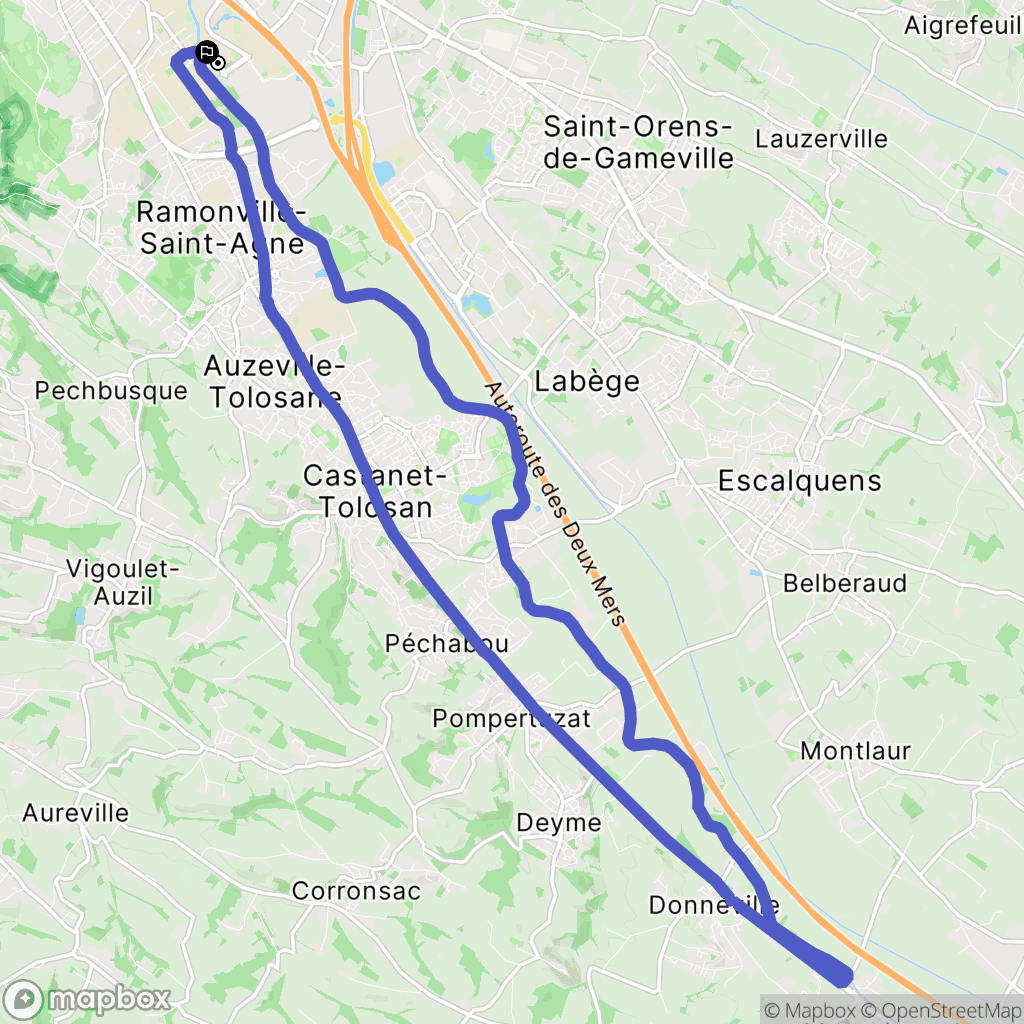 Toulouse : carte du parcours de randonnée - France