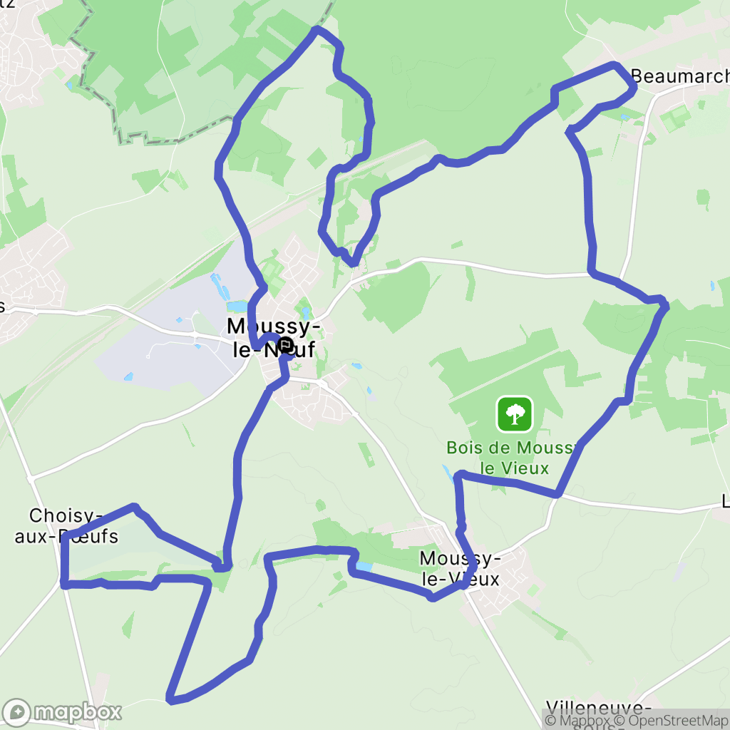 Moussy-le-Neuf : carte du parcours de randonnée - France