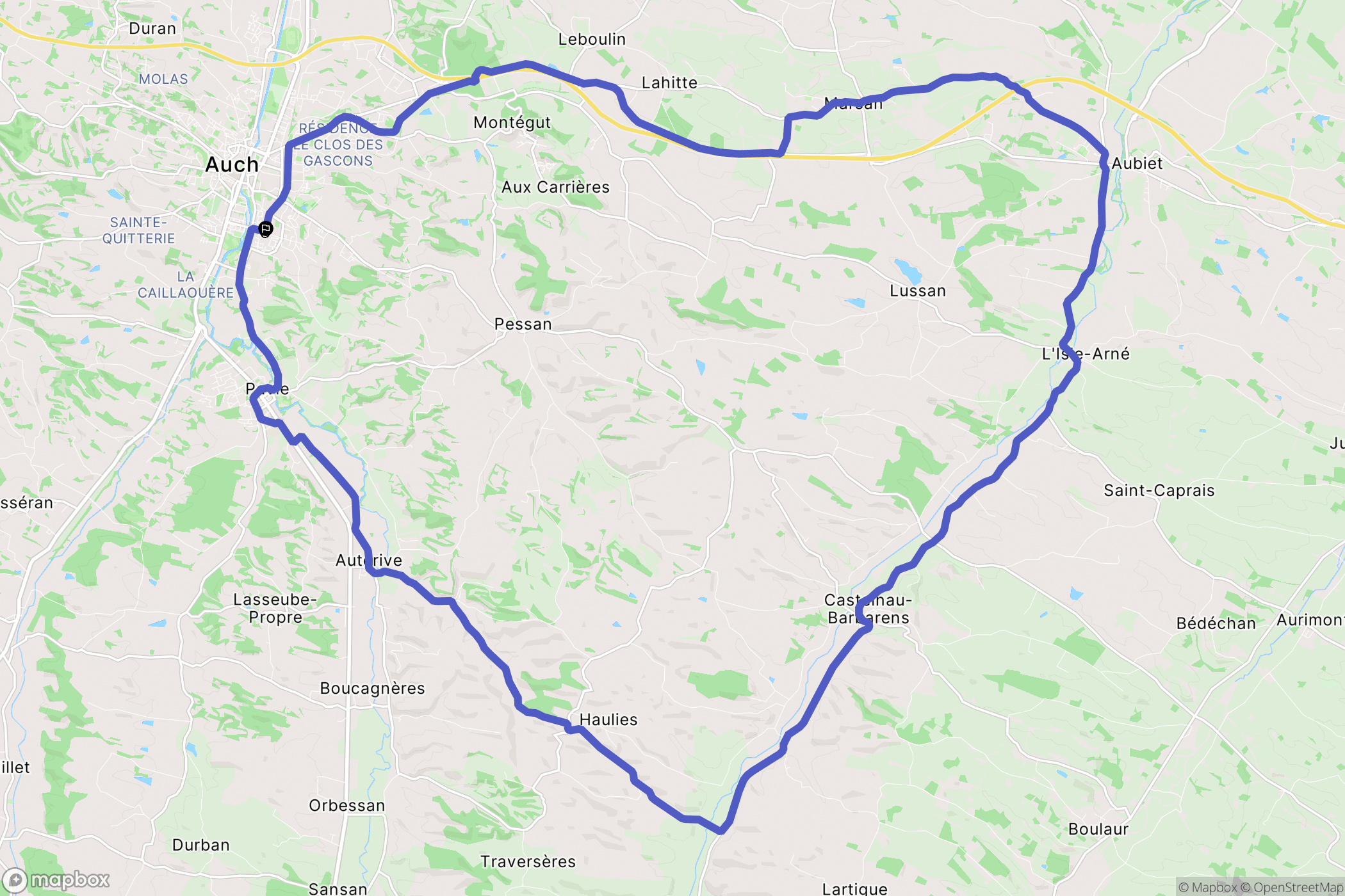 Auch : carte du parcours de randonnée - France