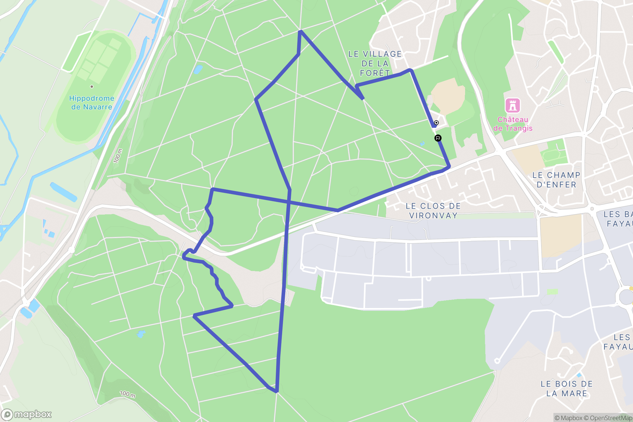 Évreux : carte du parcours de randonnée - France