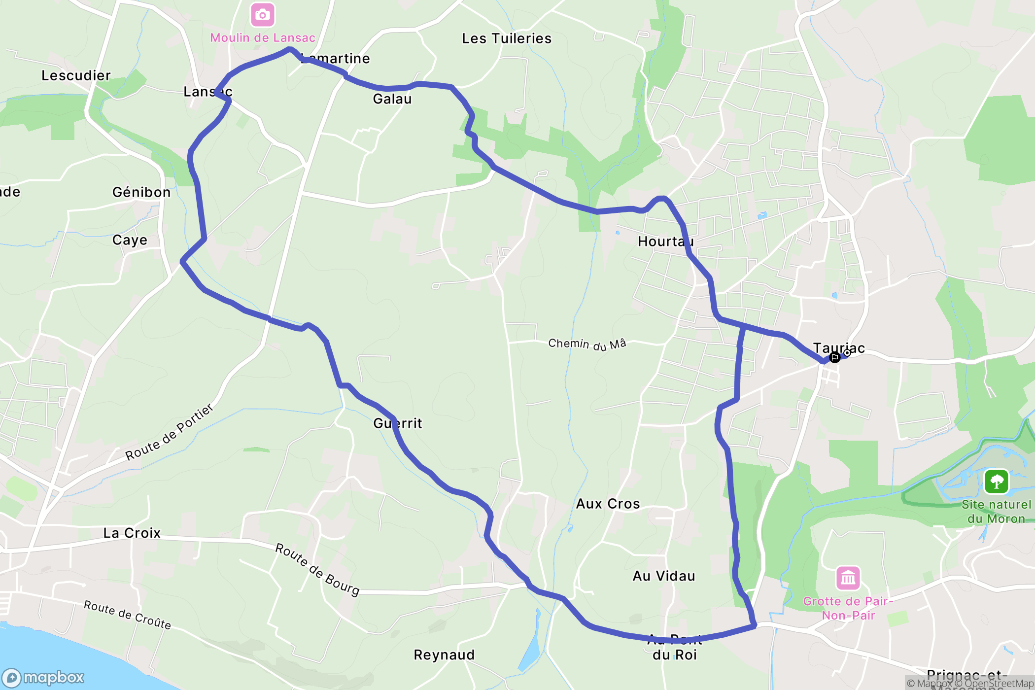 Tauriac : carte du parcours de randonnée - France