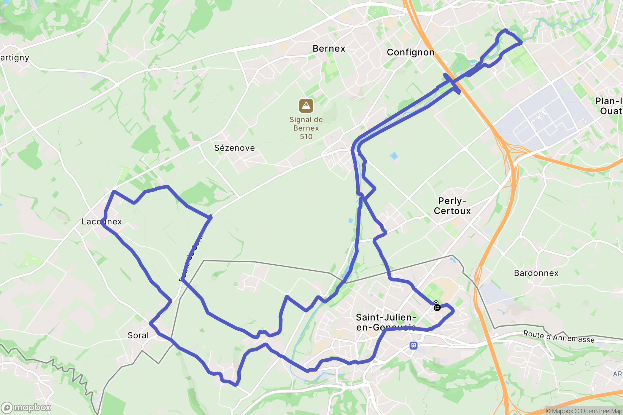 Saint-Julien-en-Genevois : carte du parcours de randonnée - France