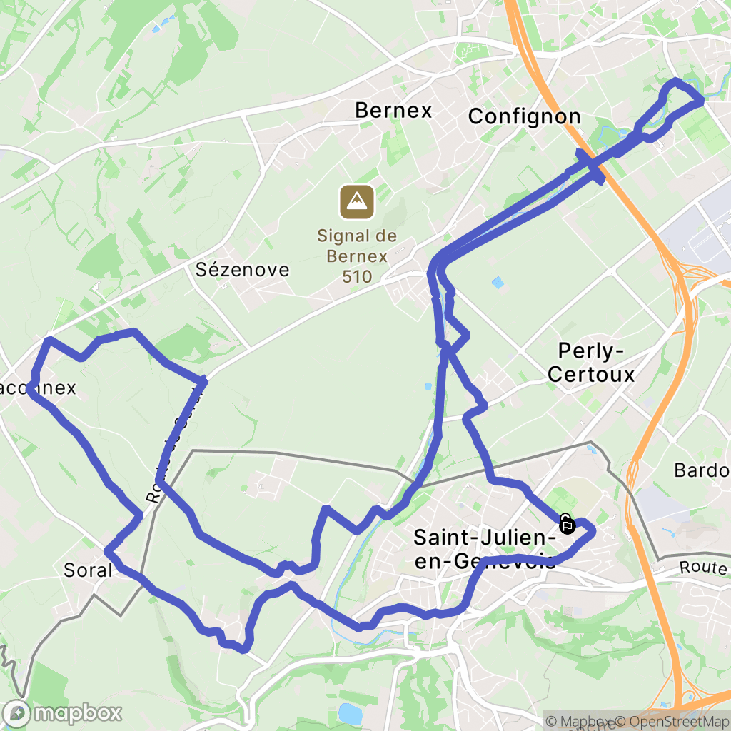 Saint-Julien-en-Genevois : carte du parcours de randonnée - France