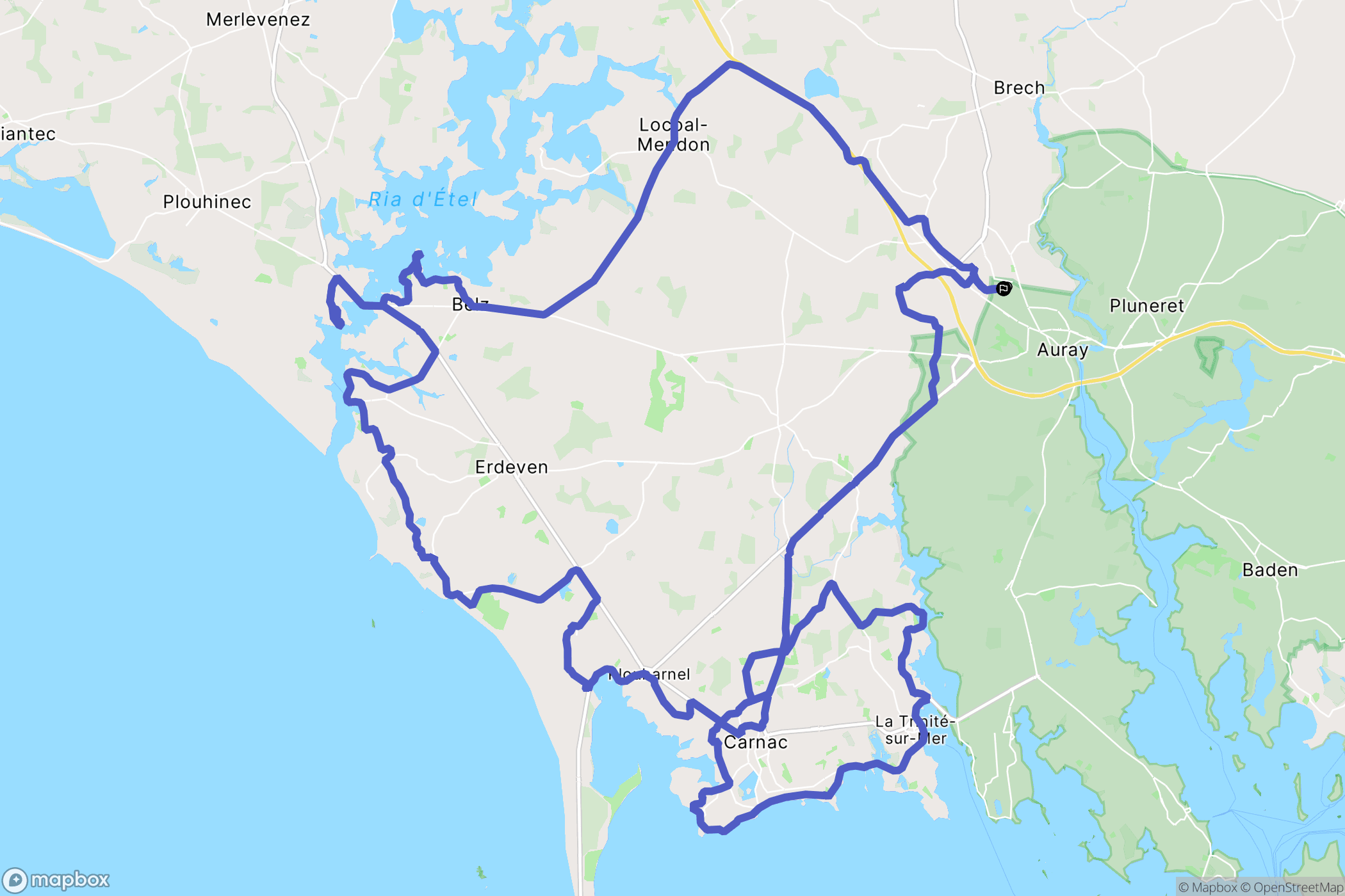 Auray : carte du parcours de randonnée - France