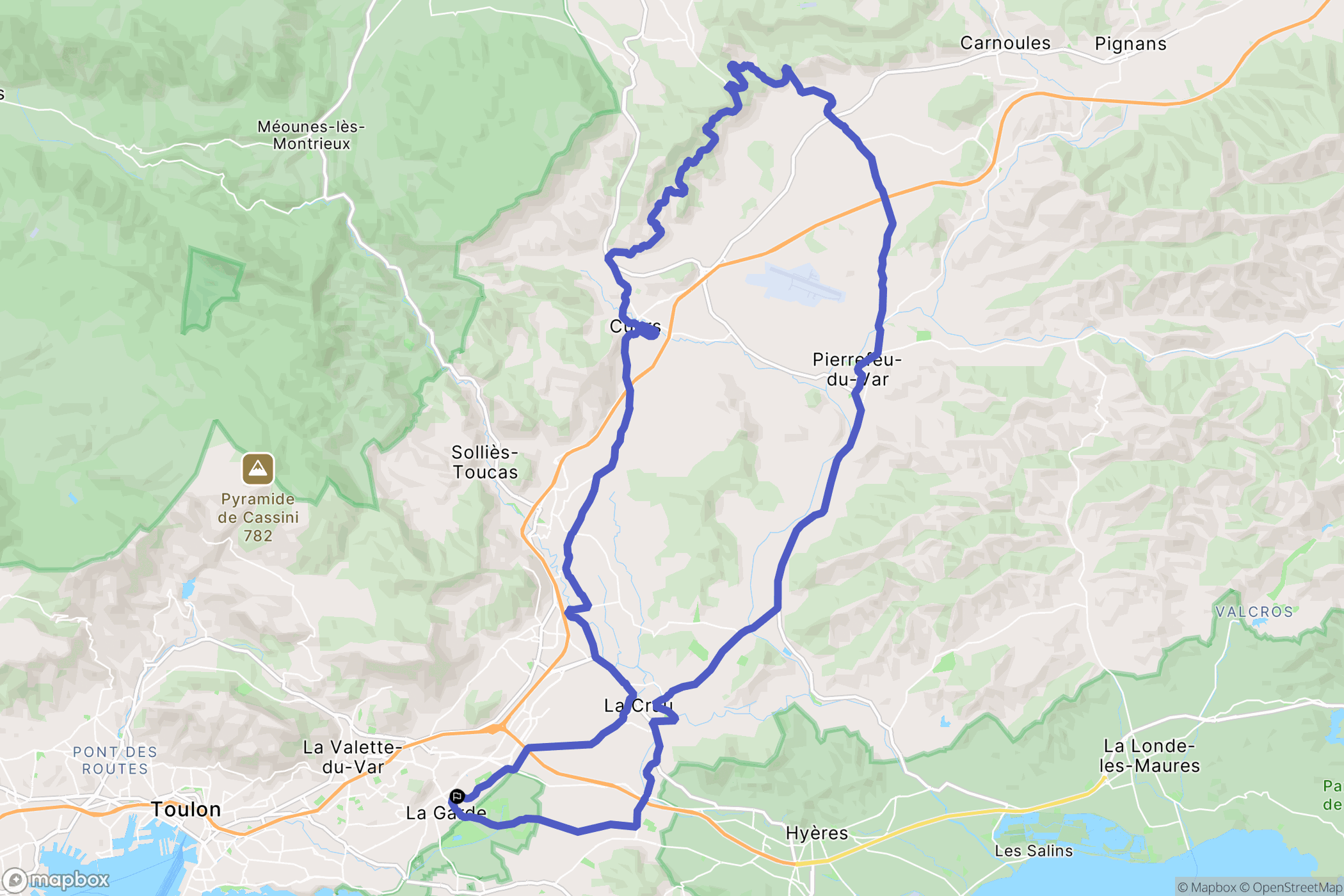 La Garde : carte du parcours de randonnée - France