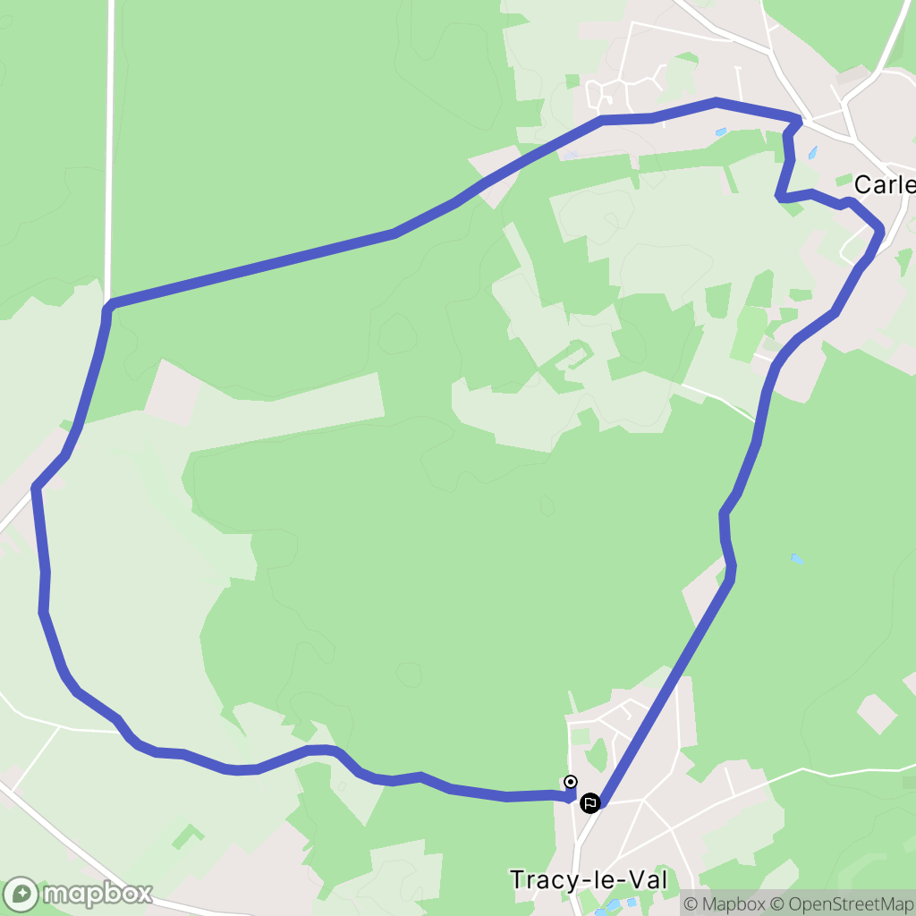 Tracy-le-Val : carte du parcours de randonnée - France