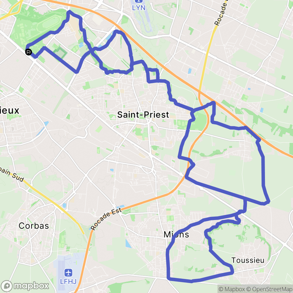 Vénissieux : carte du parcours de randonnée - France