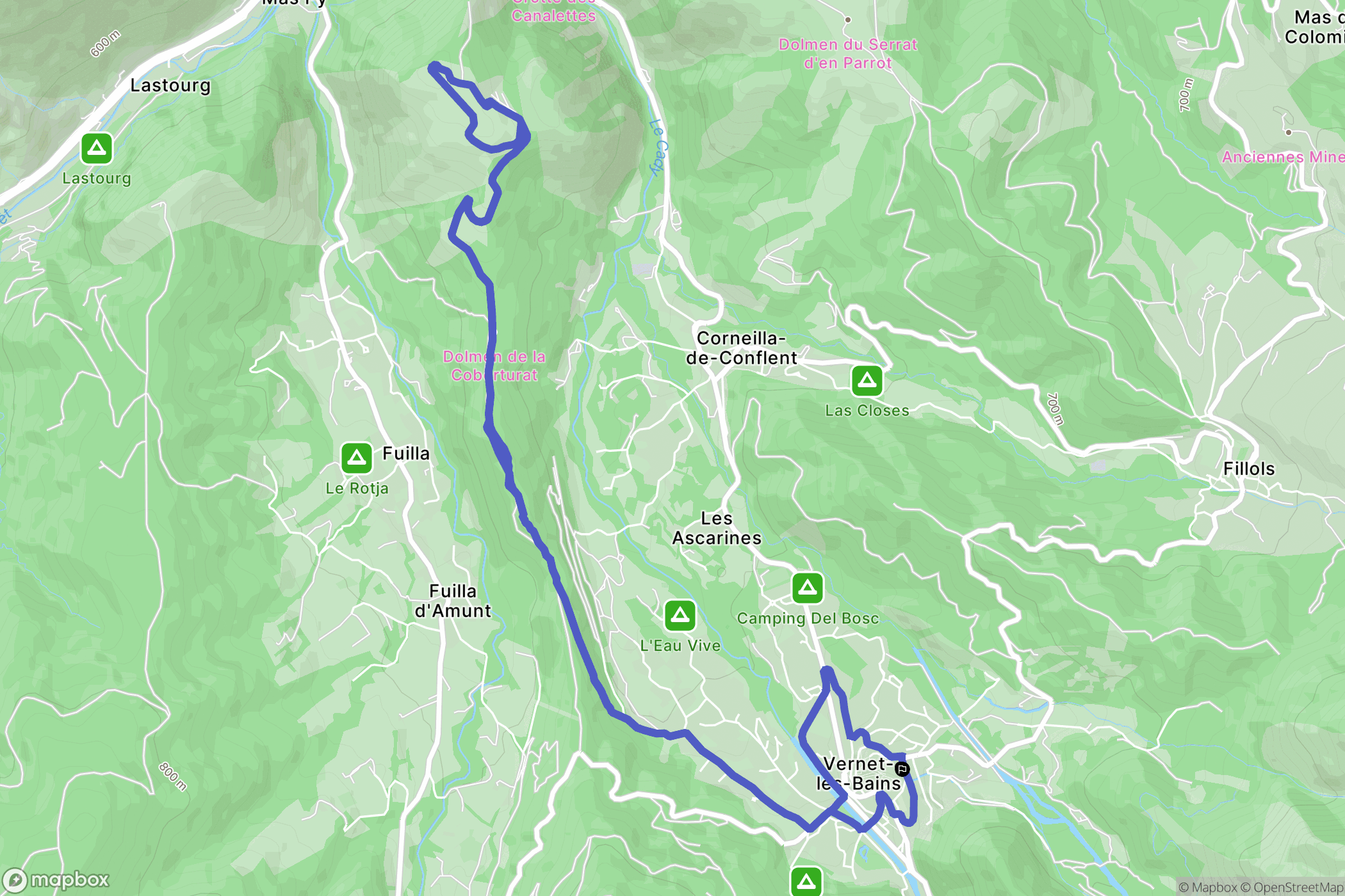 Vernet-les-Bains : carte du parcours de randonnée - France