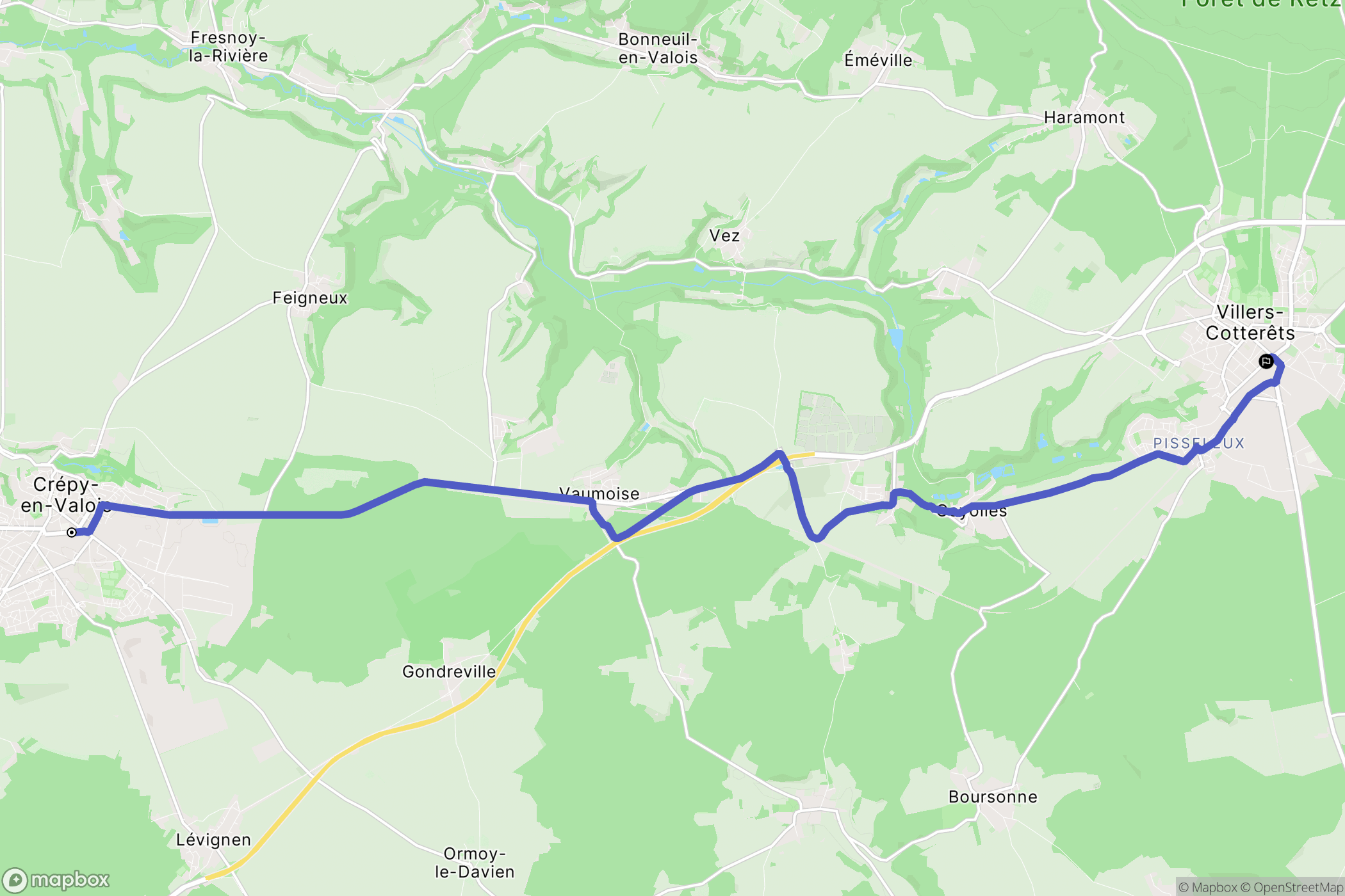 Crépy-en-Valois : carte du parcours de randonnée - France