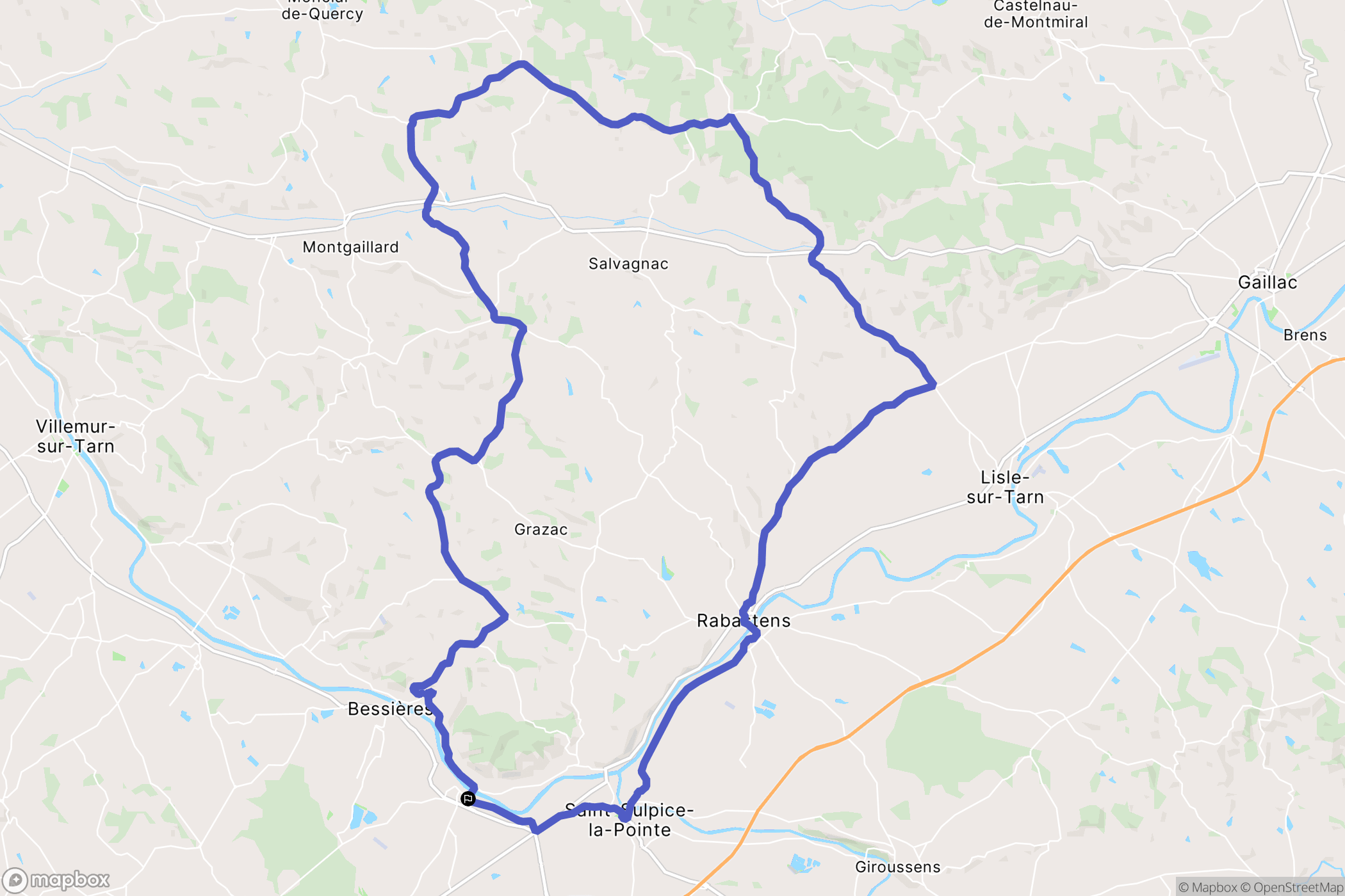 Buzet-sur-Tarn : carte du parcours de randonnée - France