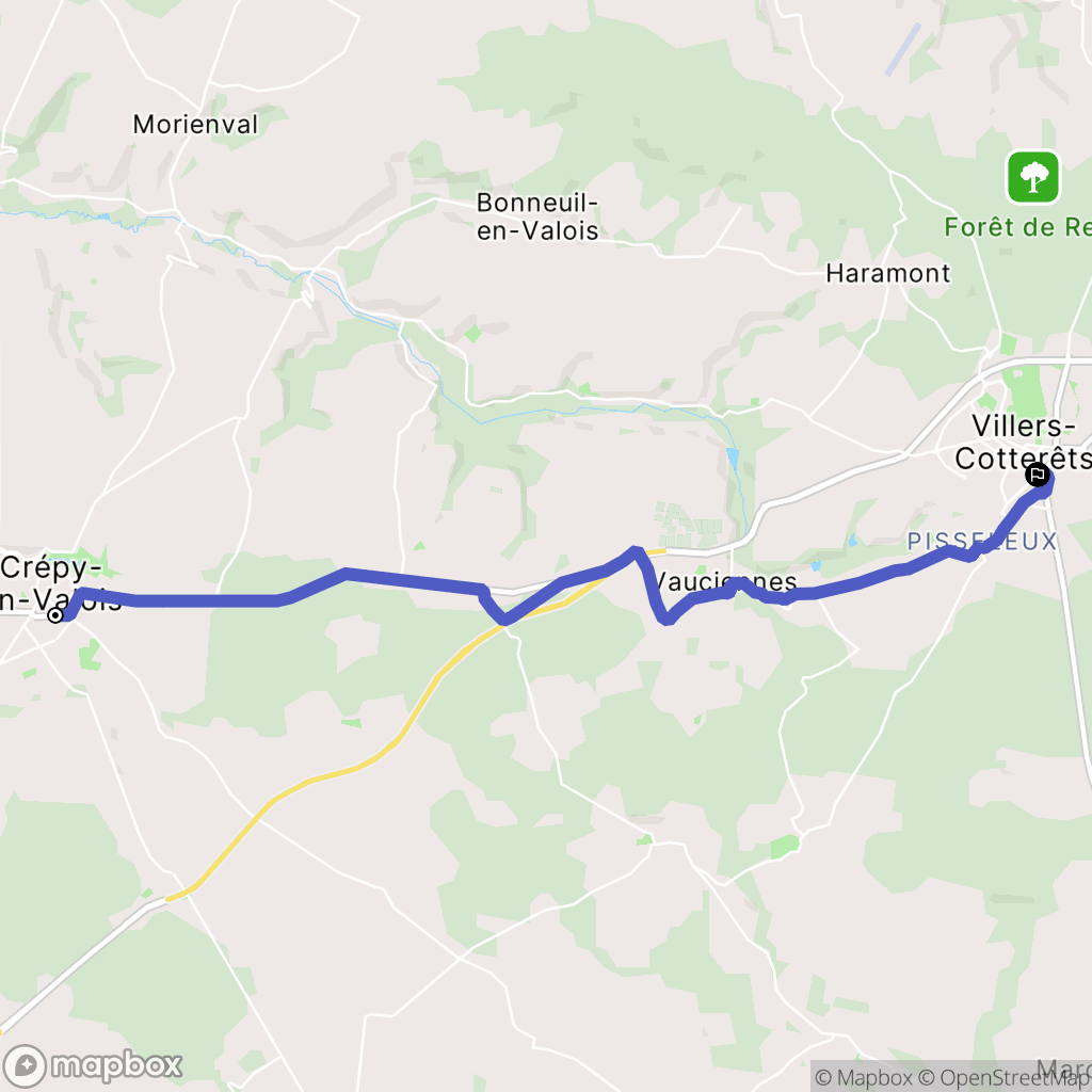 Crépy-en-Valois : carte du parcours de randonnée - France