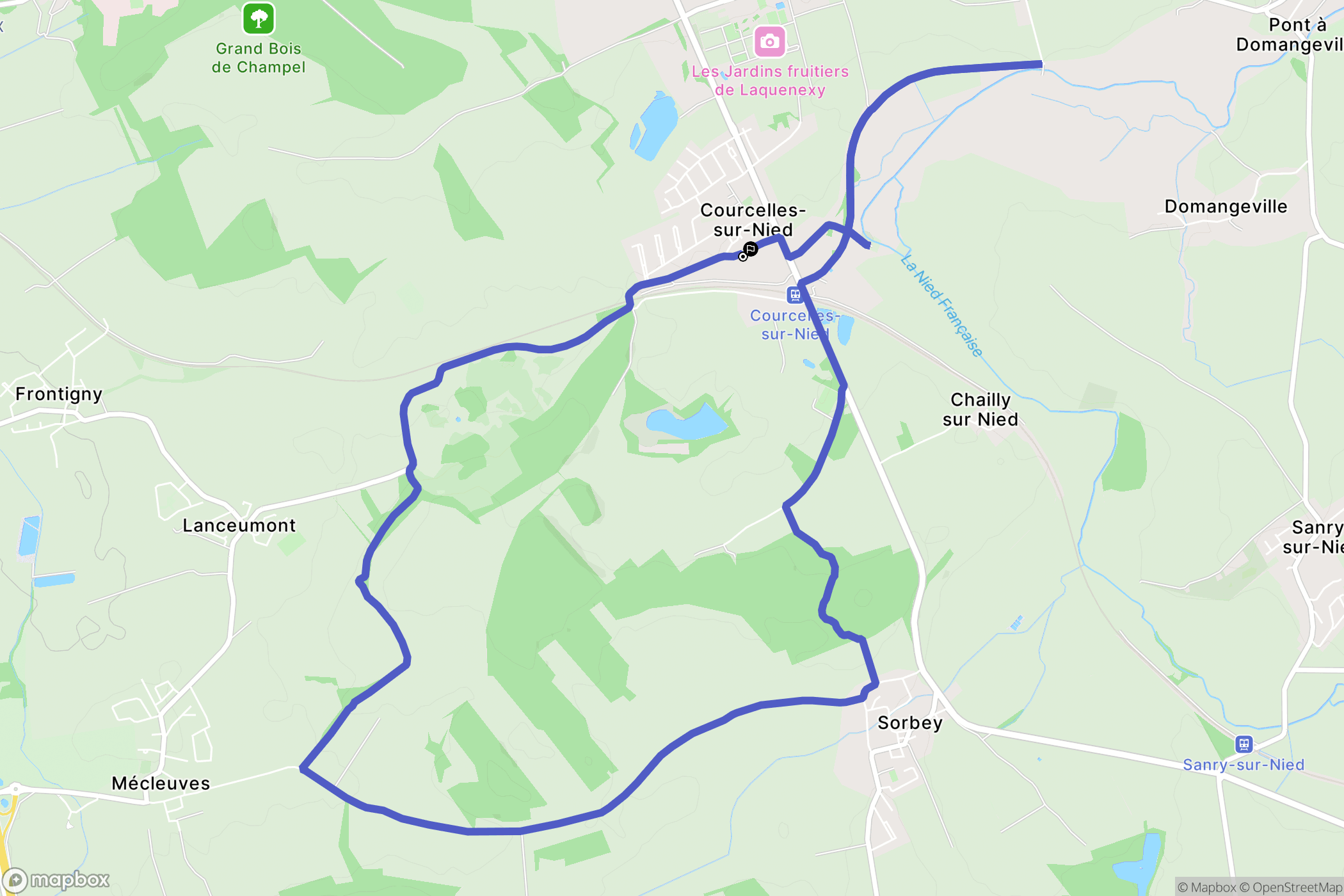 Courcelles-sur-Nied : carte du parcours de randonnée - France
