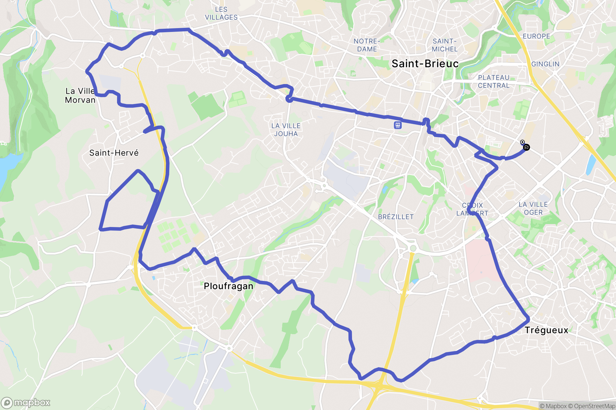 Saint-Brieuc : carte du parcours de randonnée - France
