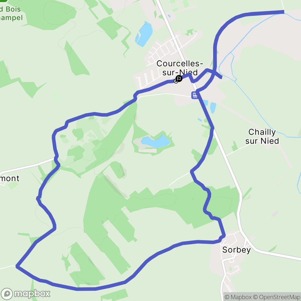 Courcelles-sur-Nied : carte du parcours de randonnée - France