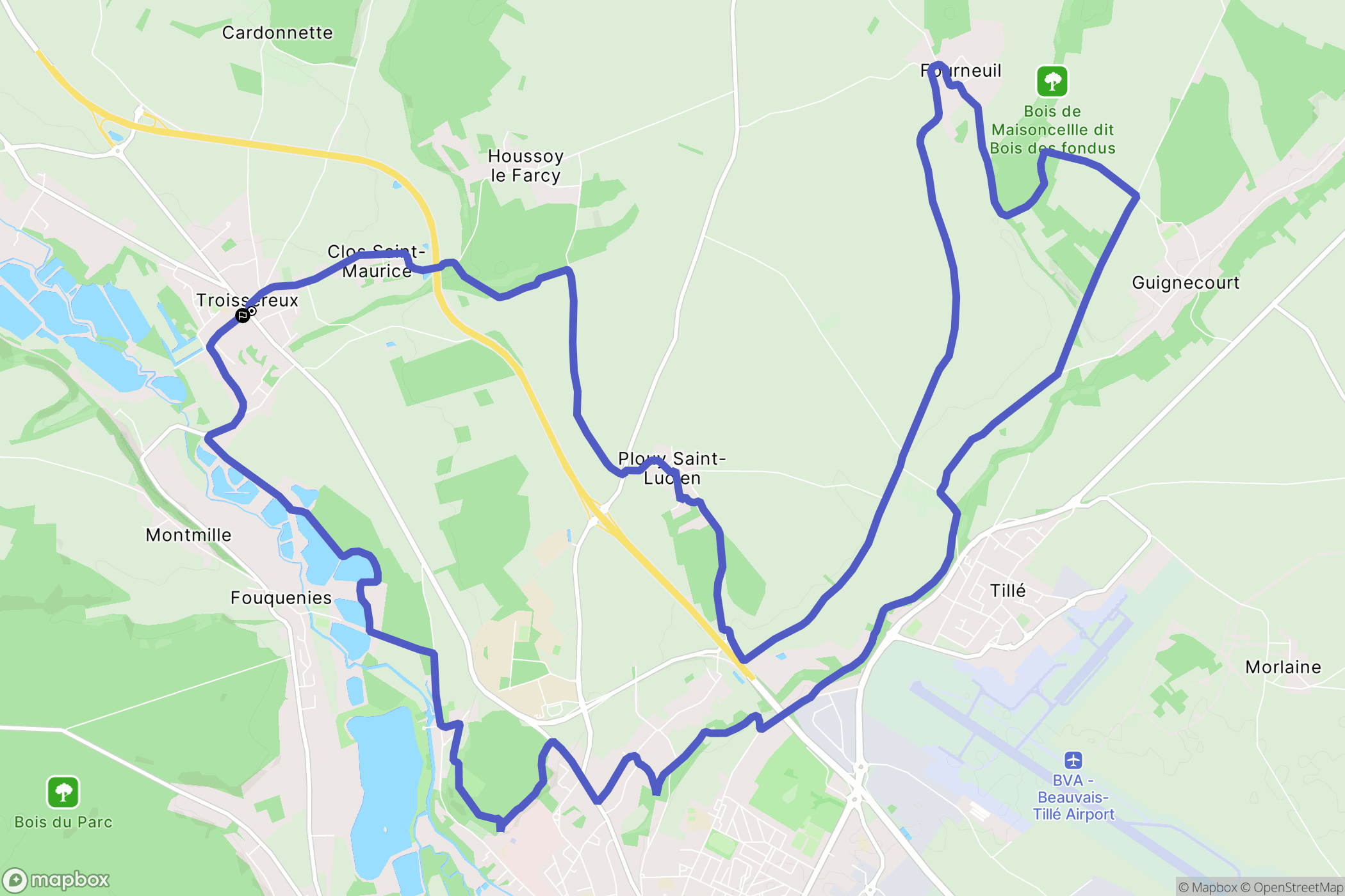 Troissereux : carte du parcours de randonnée - France