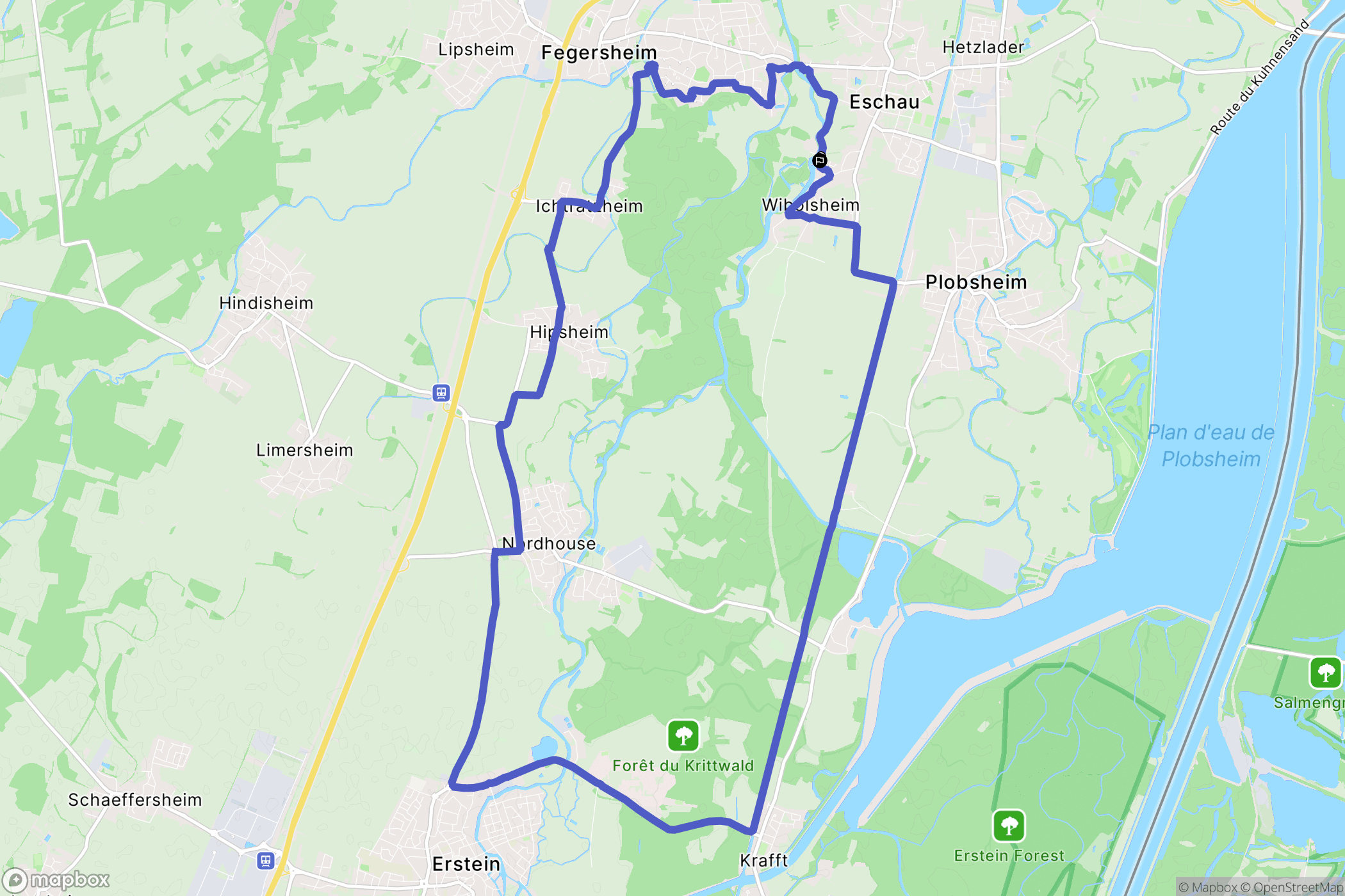Eschau : carte du parcours de randonnée - France