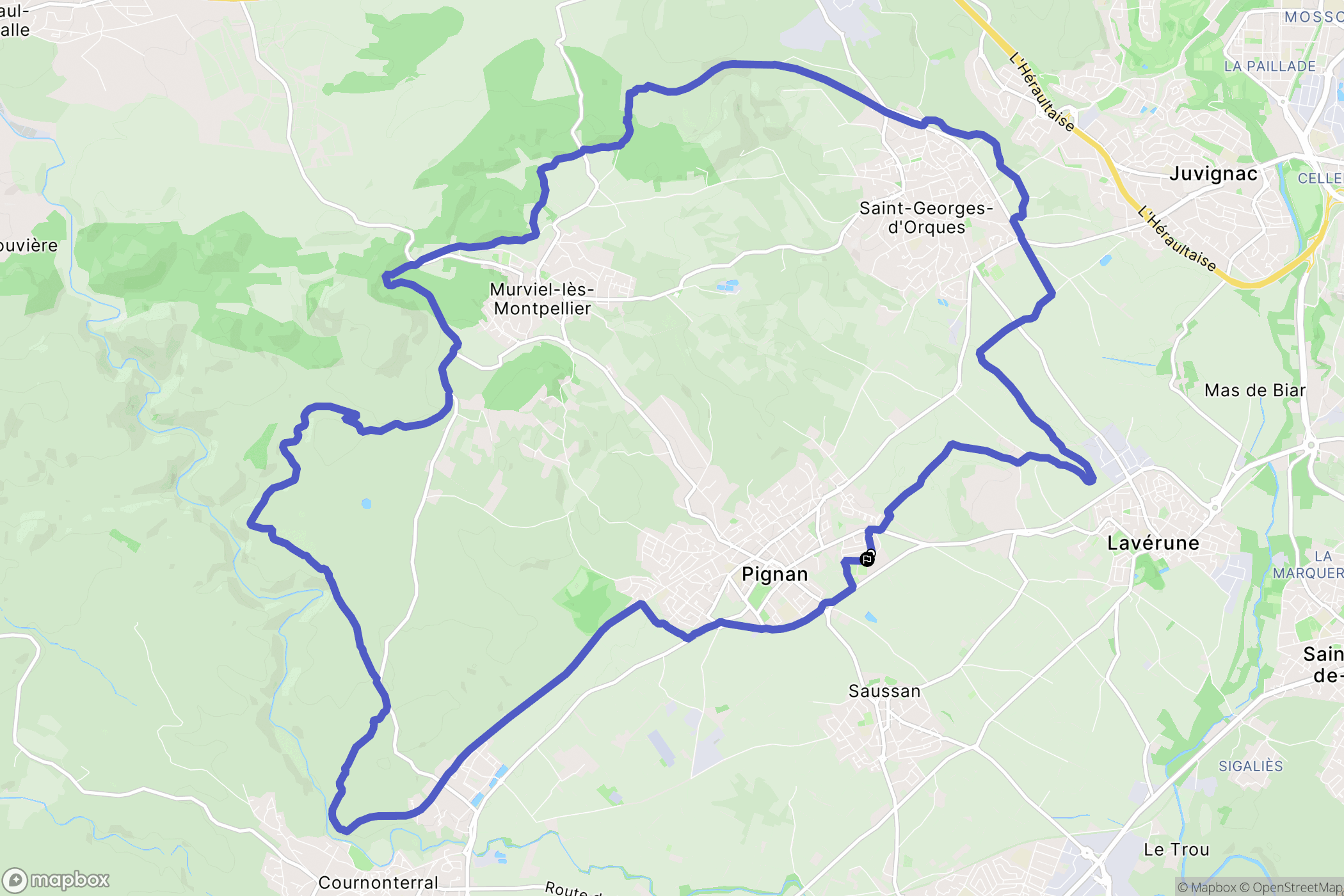 Pignan : carte du parcours de randonnée - France