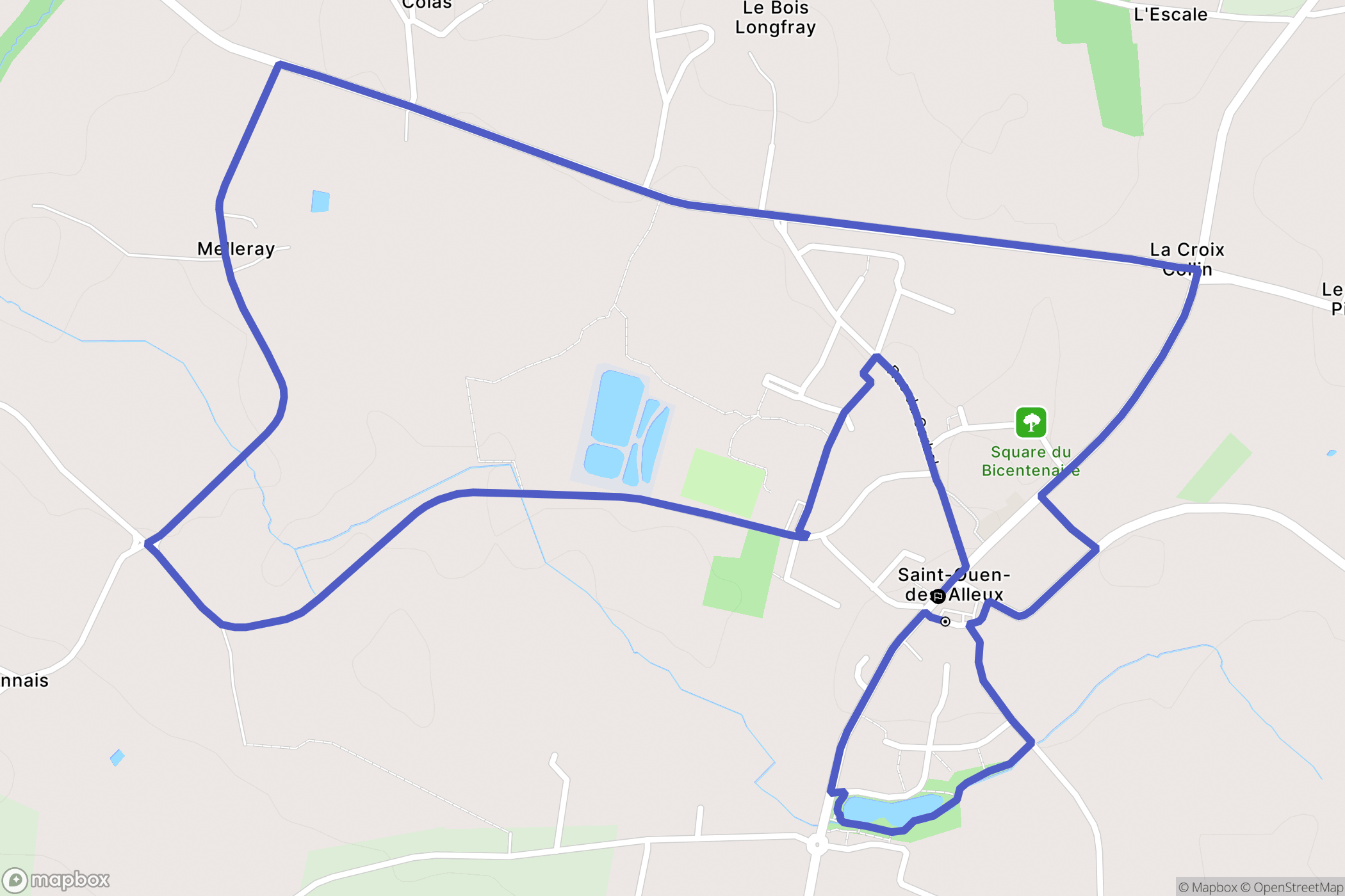 Saint-Ouen-des-Alleux : carte du parcours de randonnée - France