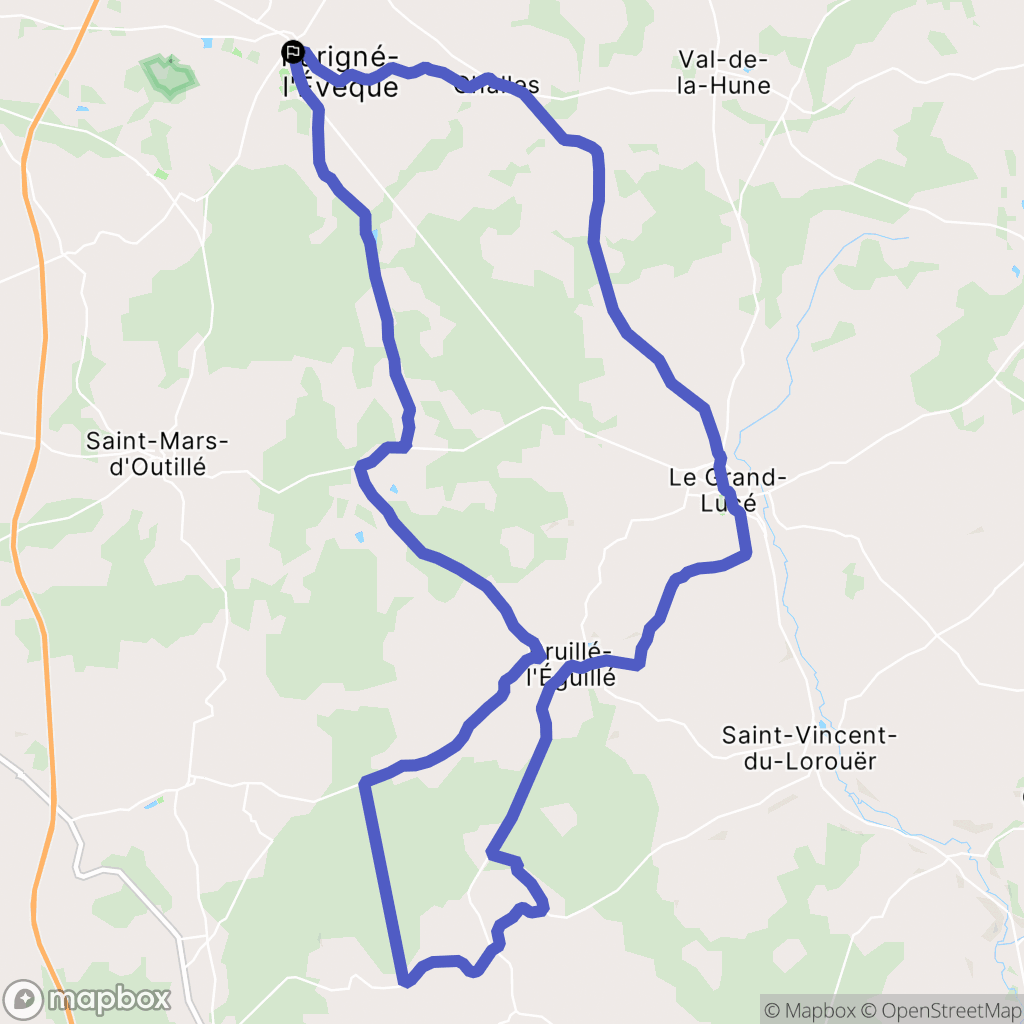 Parigné-l'Évêque : carte du parcours de randonnée - France