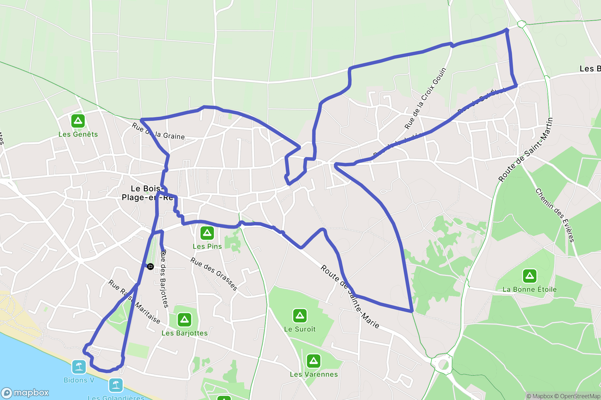 Le Bois-Plage-en-Ré : carte du parcours de randonnée - France