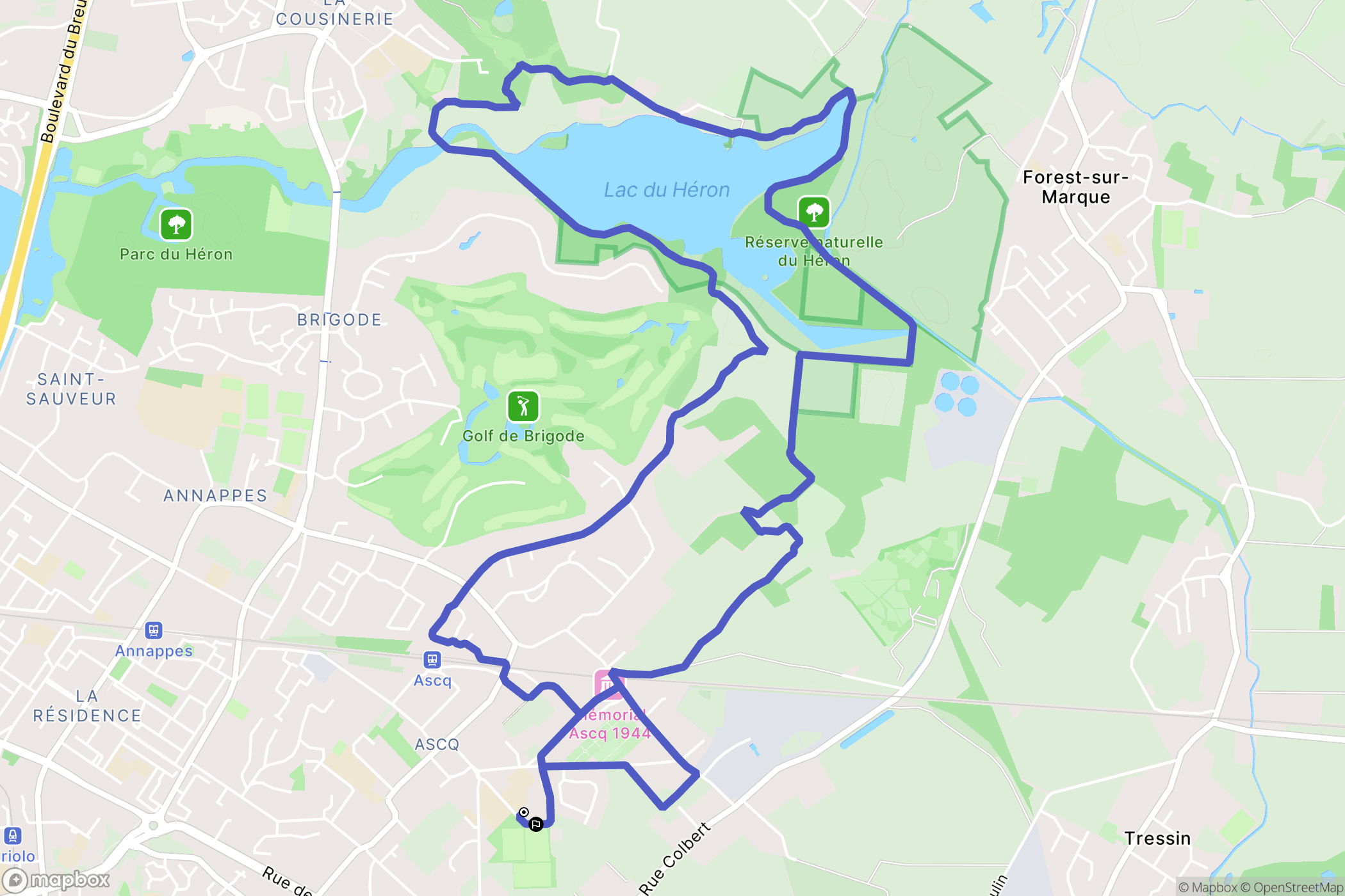 Villeneuve-d'Ascq : carte du parcours de randonnée - France