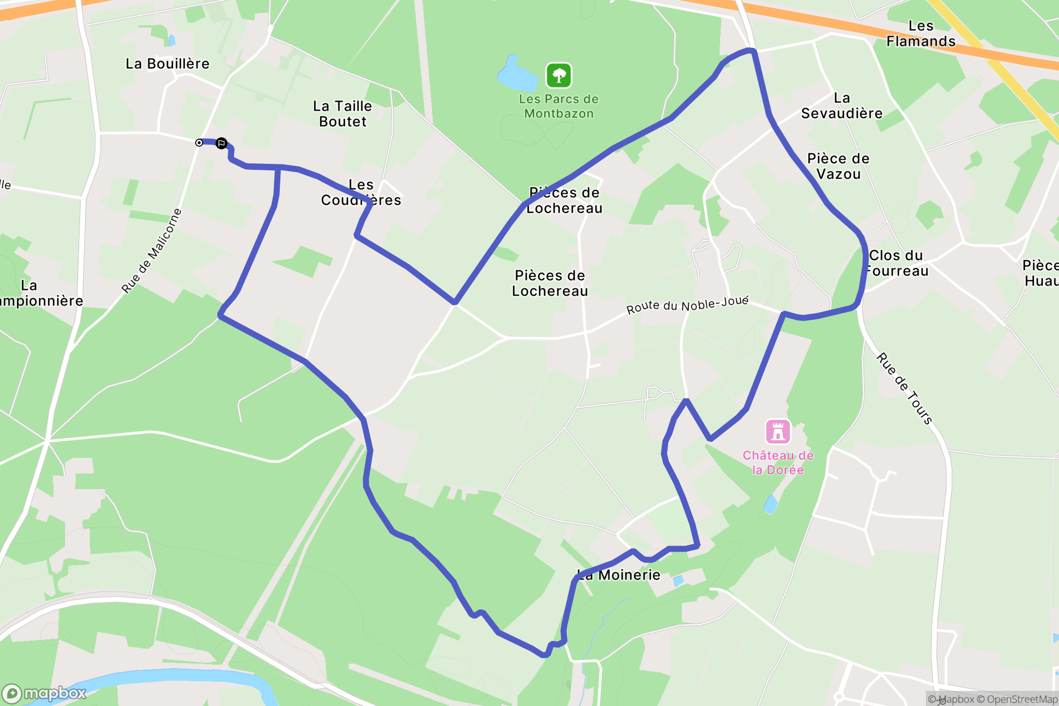 Veigné : carte du parcours de randonnée - France