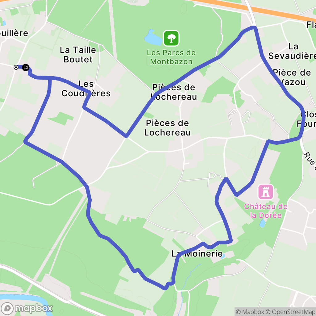 Veigné : carte du parcours de randonnée - France