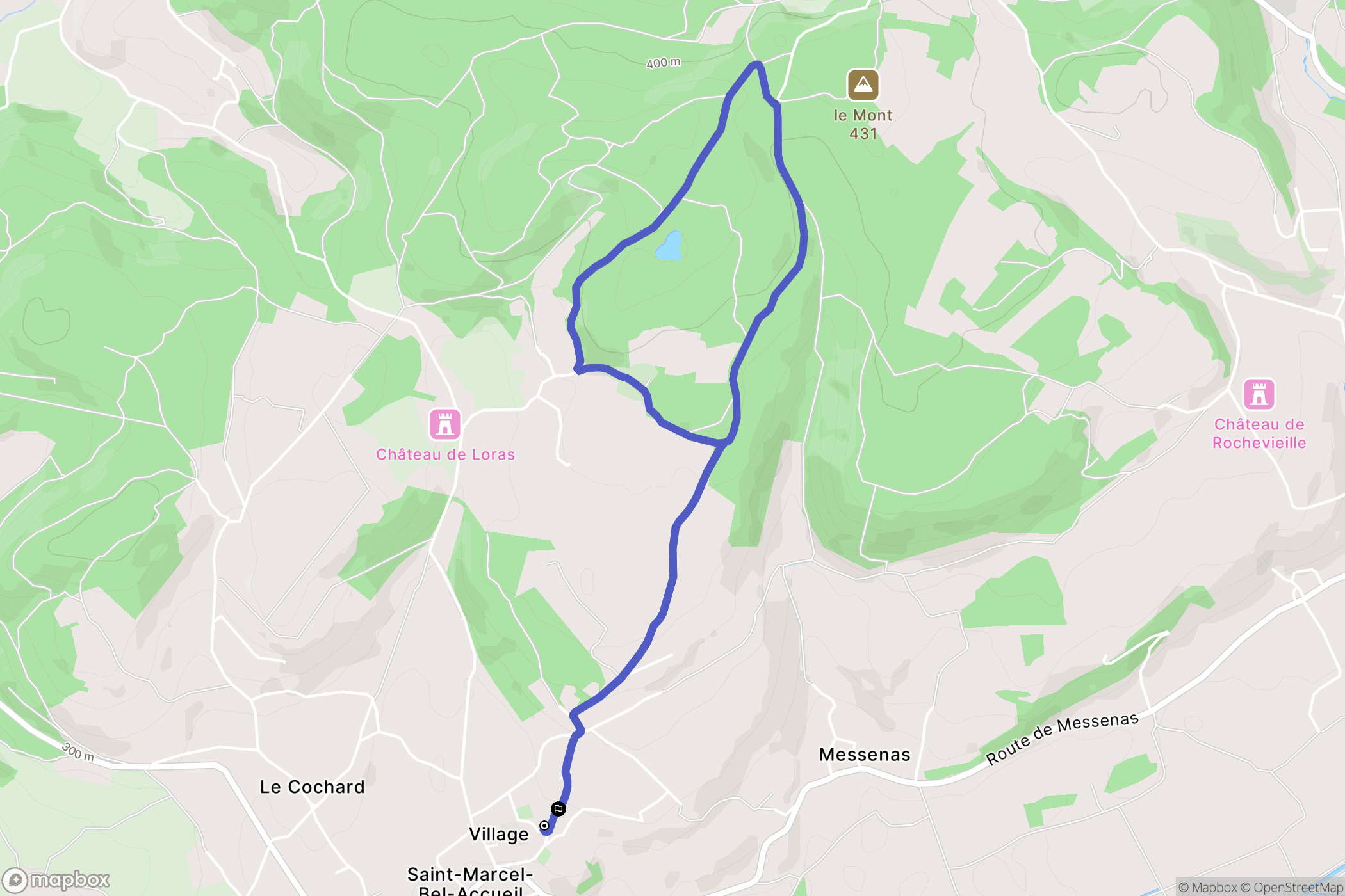 Saint-Marcel-Bel-Accueil : carte du parcours de randonnée - France