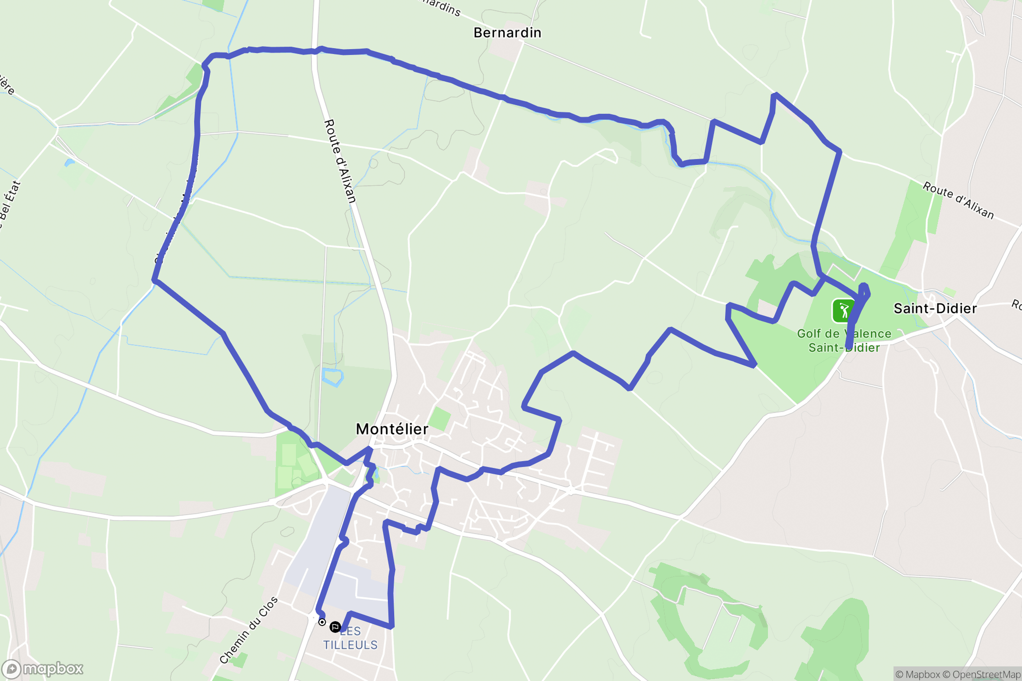 Montélier : carte du parcours de randonnée - France