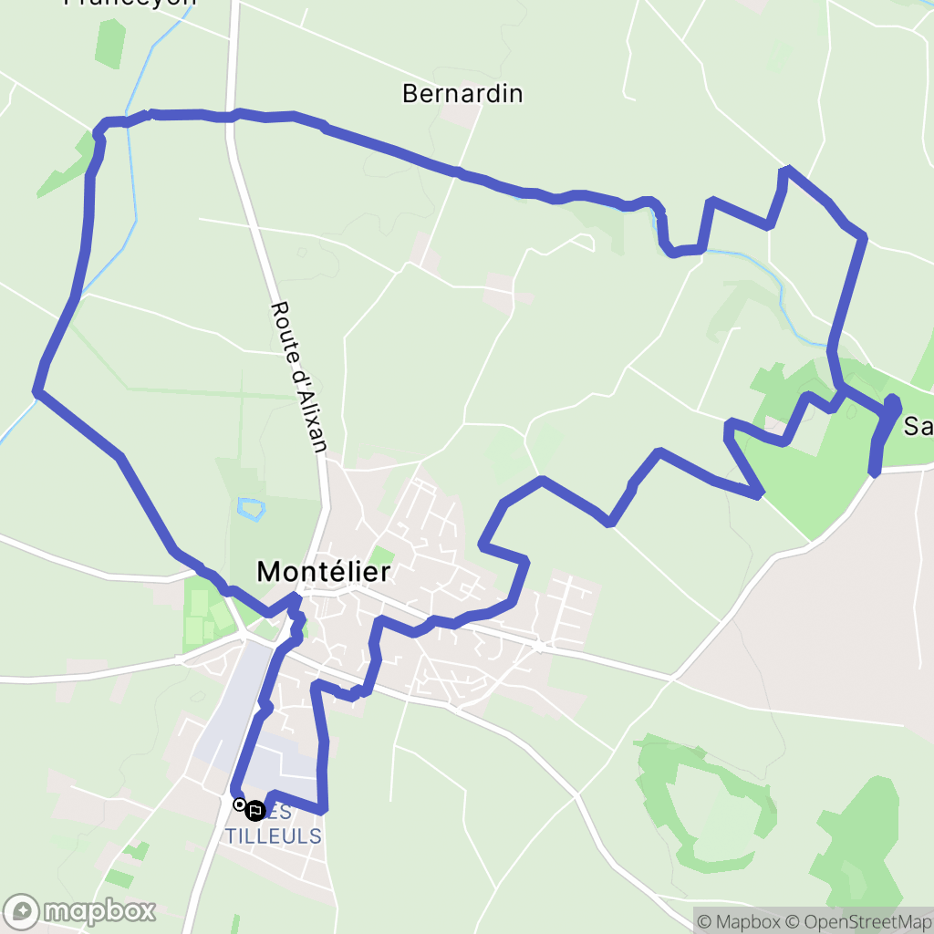 Montélier : carte du parcours de randonnée - France