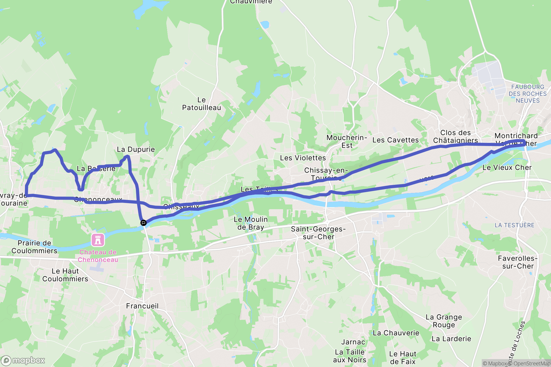 Francueil : carte du parcours de randonnée - France