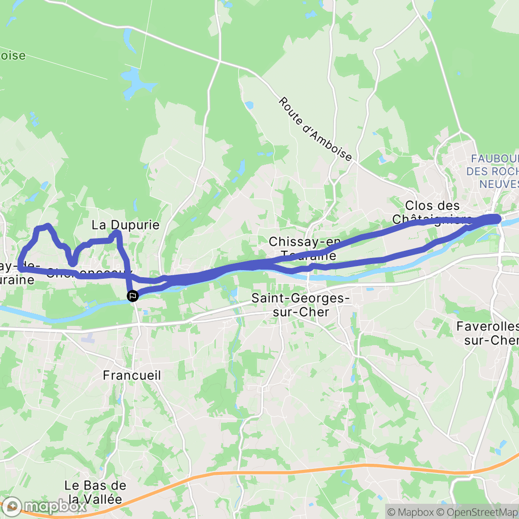 Francueil : carte du parcours de randonnée - France