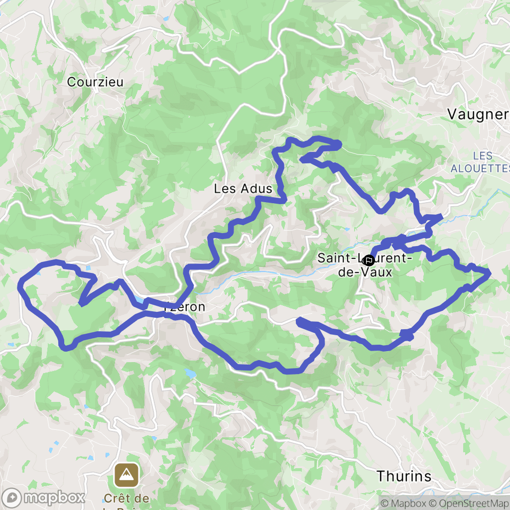 Vaugneray : carte du parcours de randonnée - France