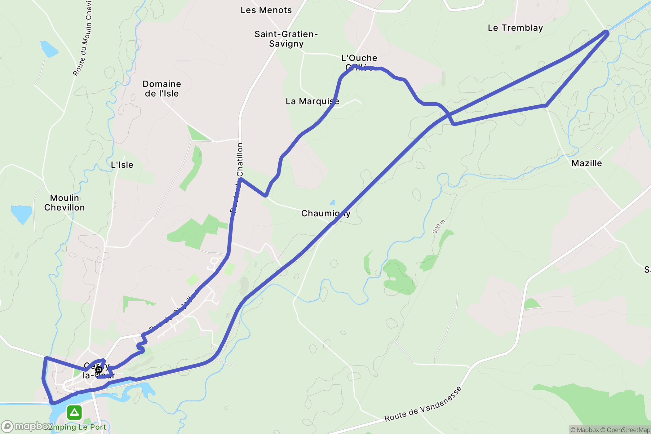 Cercy-la-Tour : carte du parcours de randonnée - France