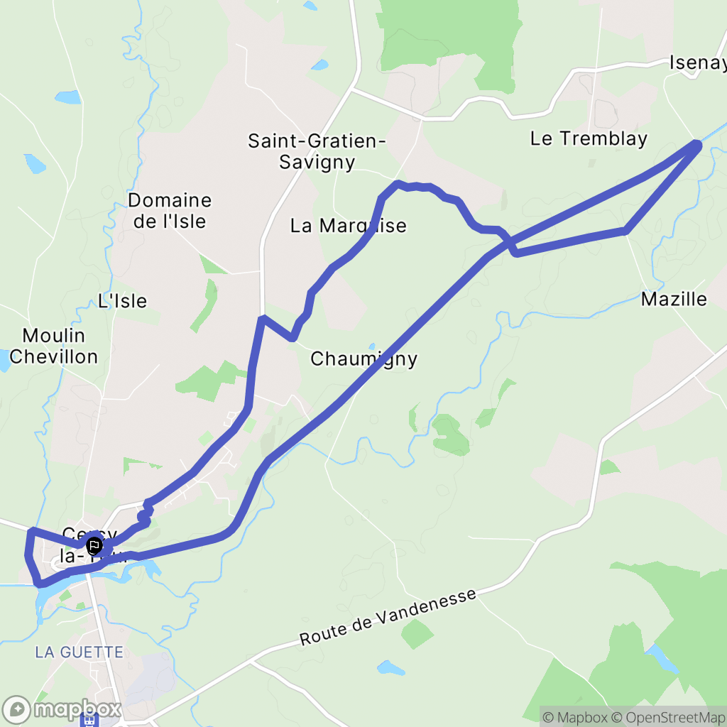 Cercy-la-Tour : carte du parcours de randonnée - France