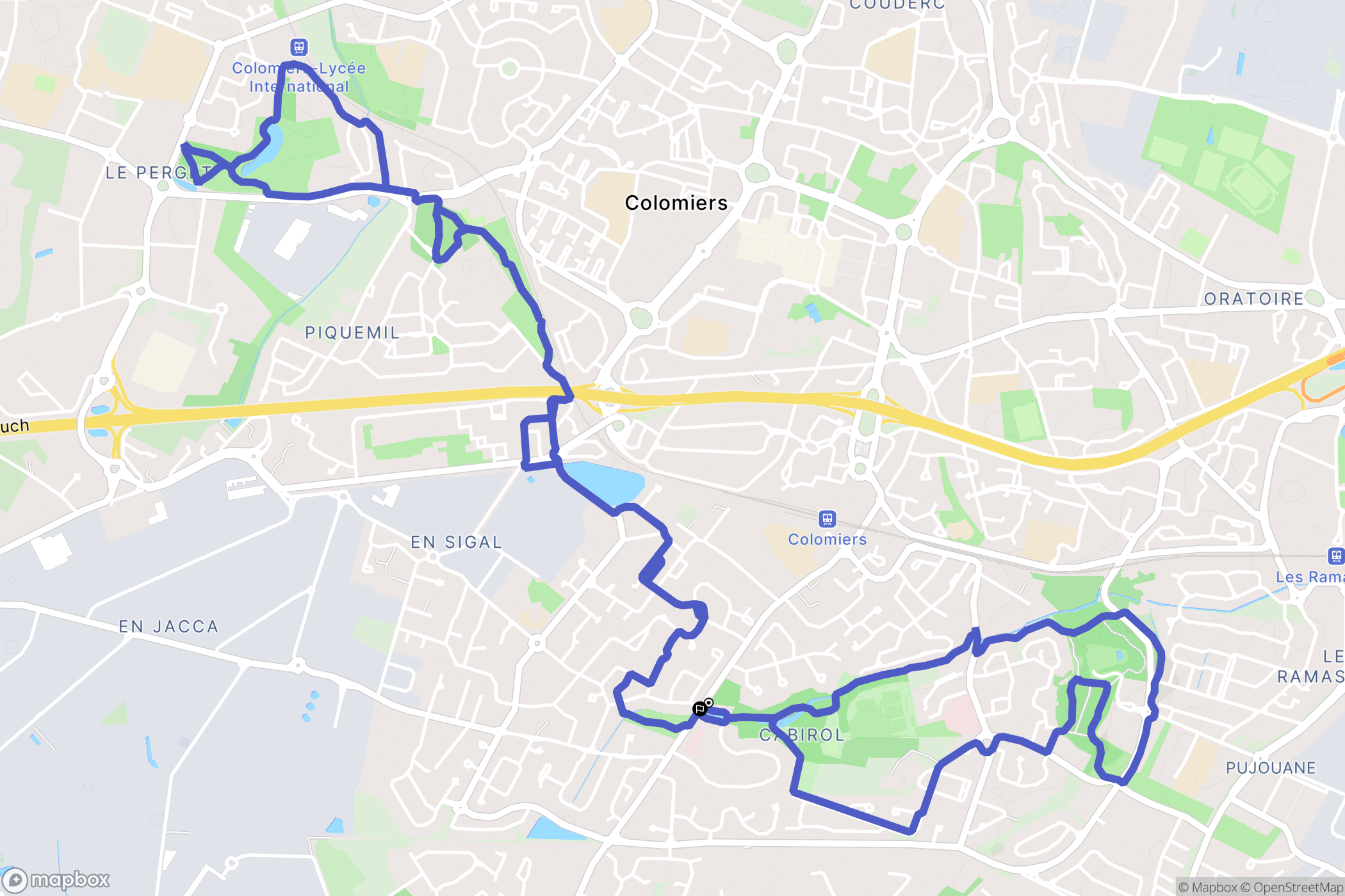 Colomiers : carte du parcours de randonnée - France