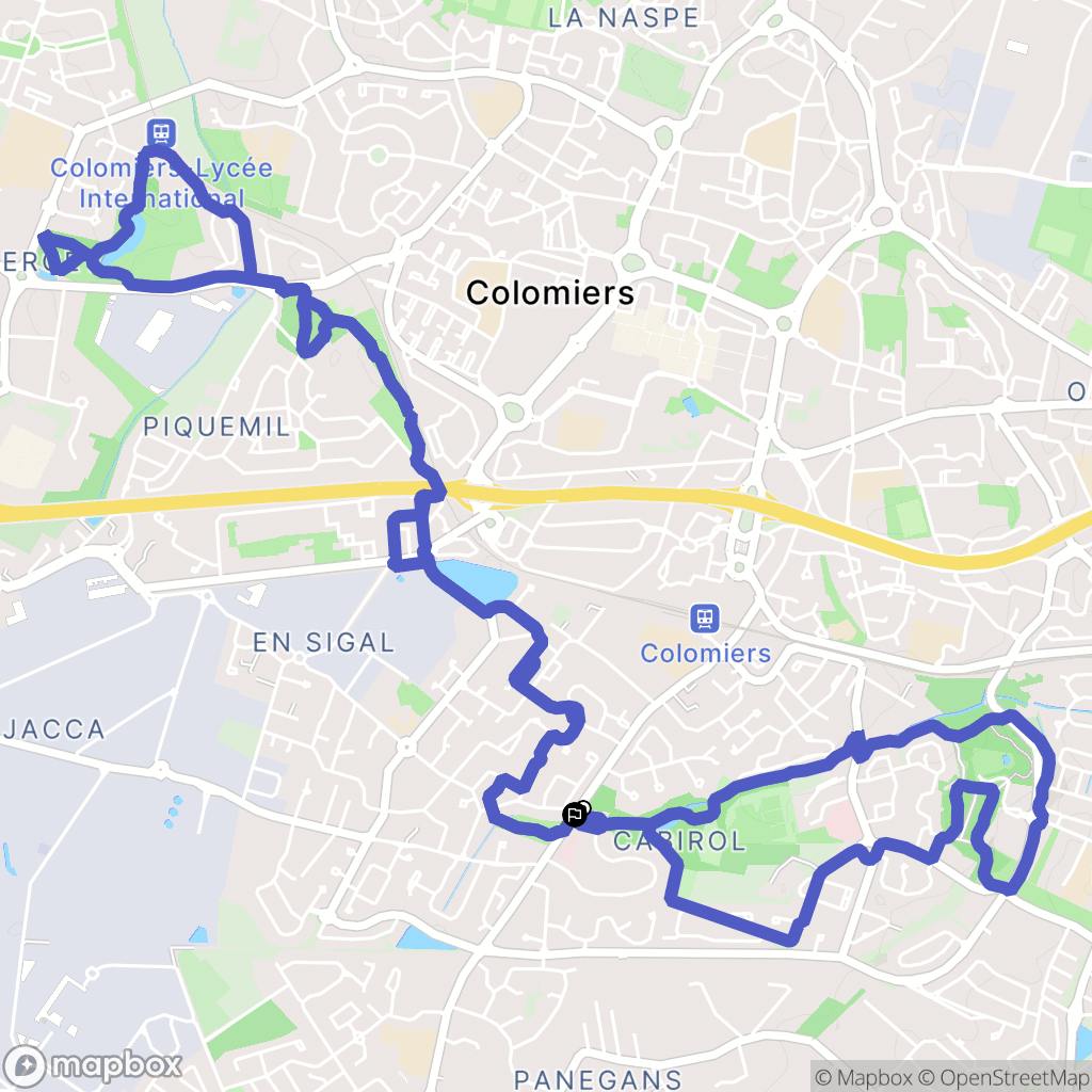 Colomiers : carte du parcours de randonnée - France