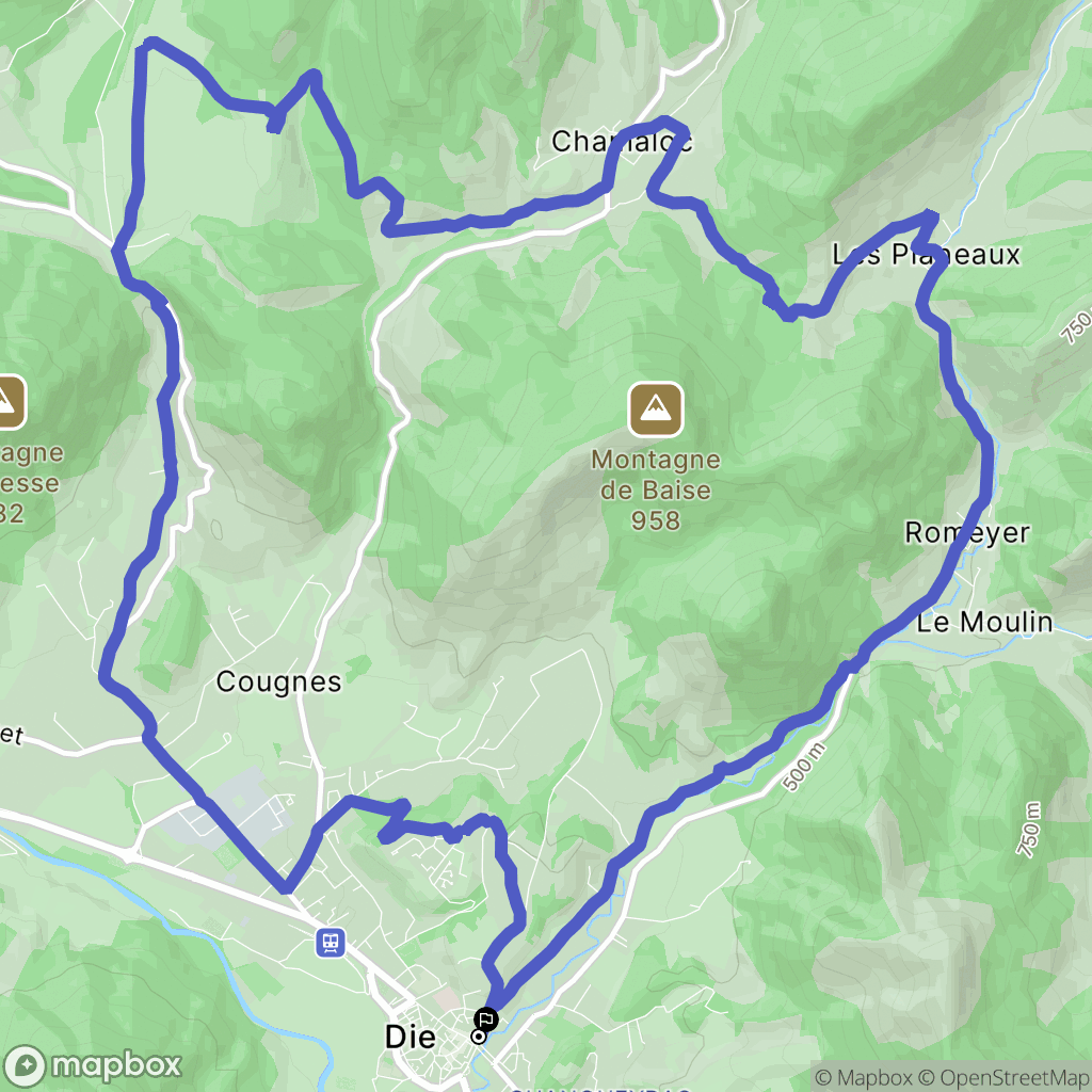 Die : carte du parcours de randonnée - France