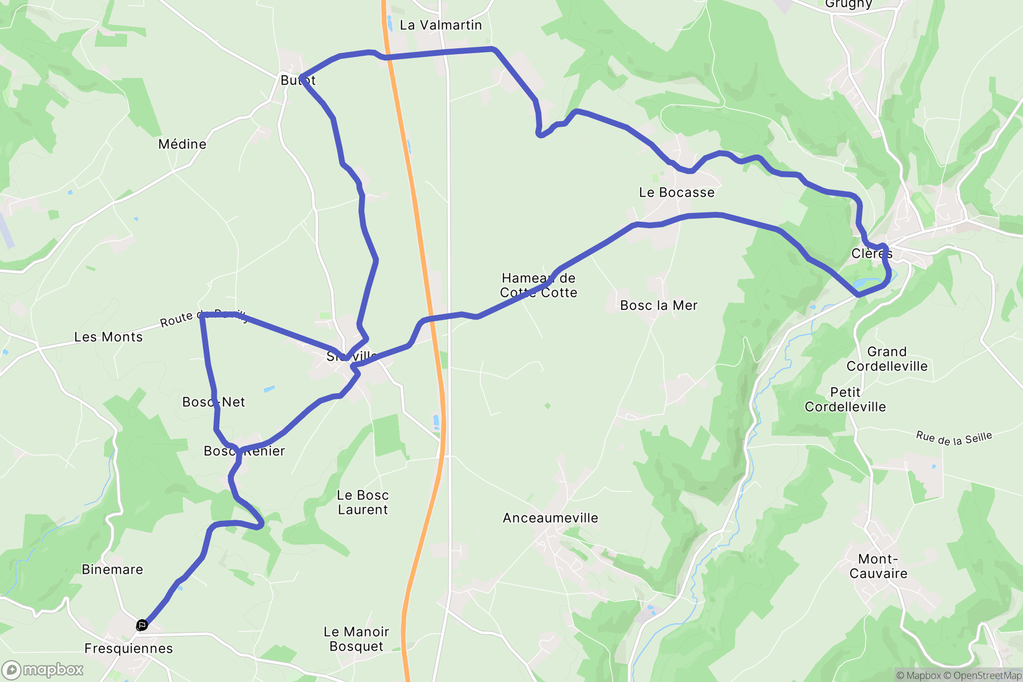 Fresquiennes : carte du parcours de randonnée - France