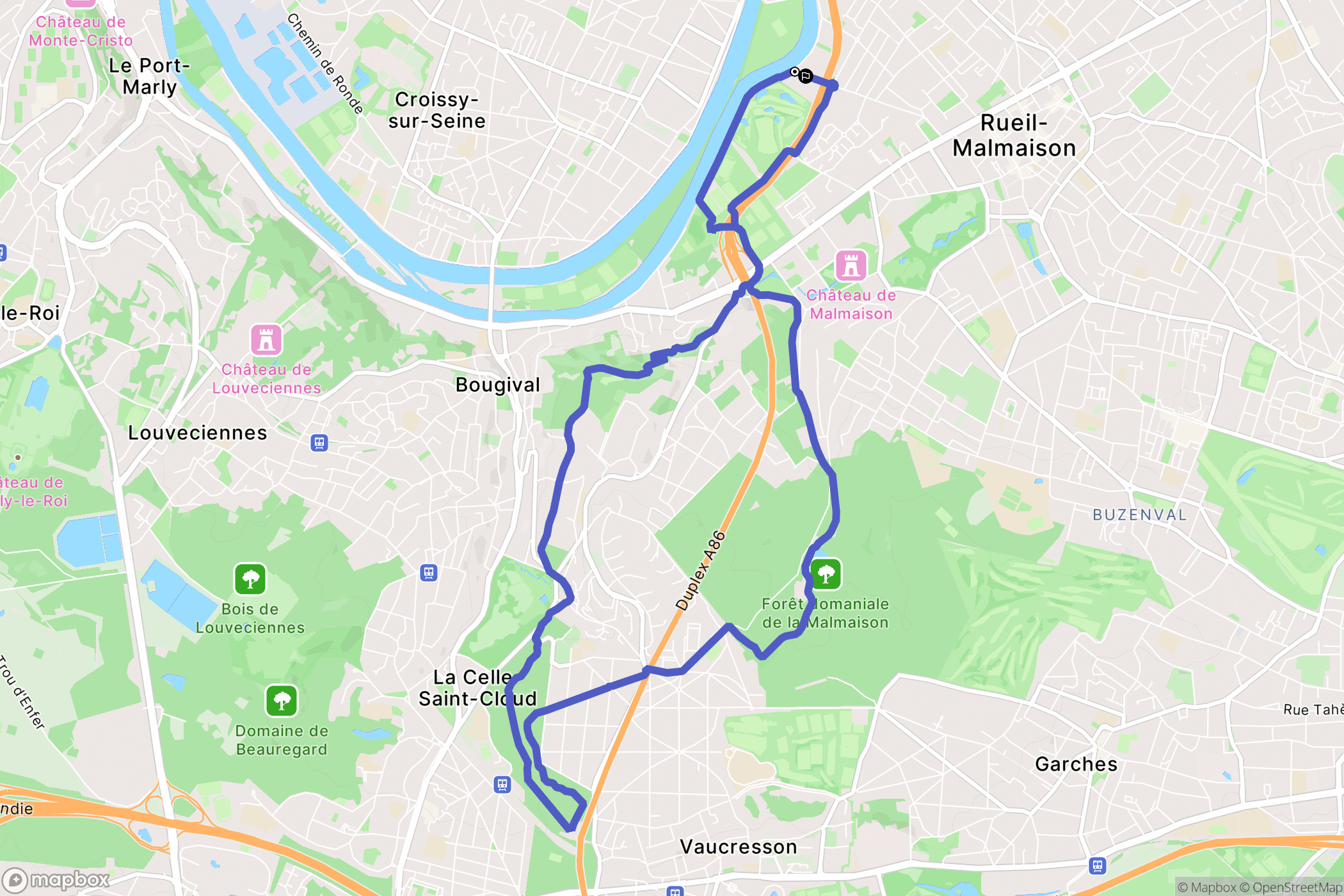 Rueil-Malmaison : carte du parcours de randonnée - France
