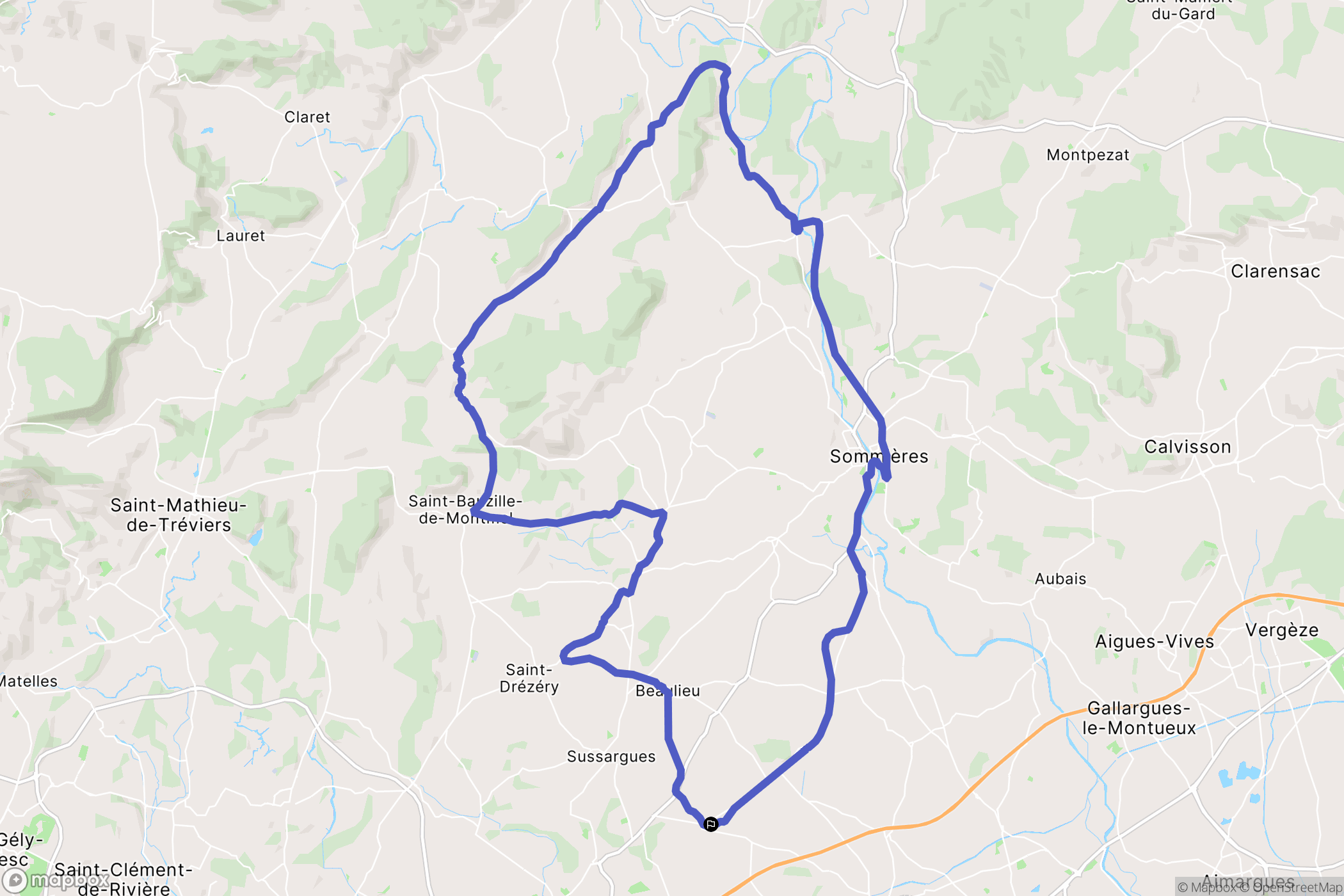 Saint-Geniès-des-Mourgues : carte du parcours de randonnée - France