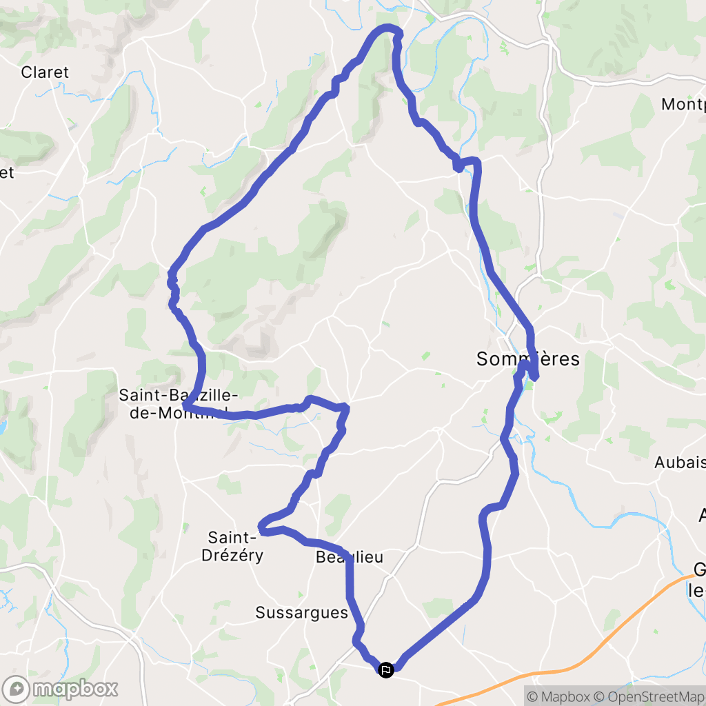 Saint-Geniès-des-Mourgues : carte du parcours de randonnée - France