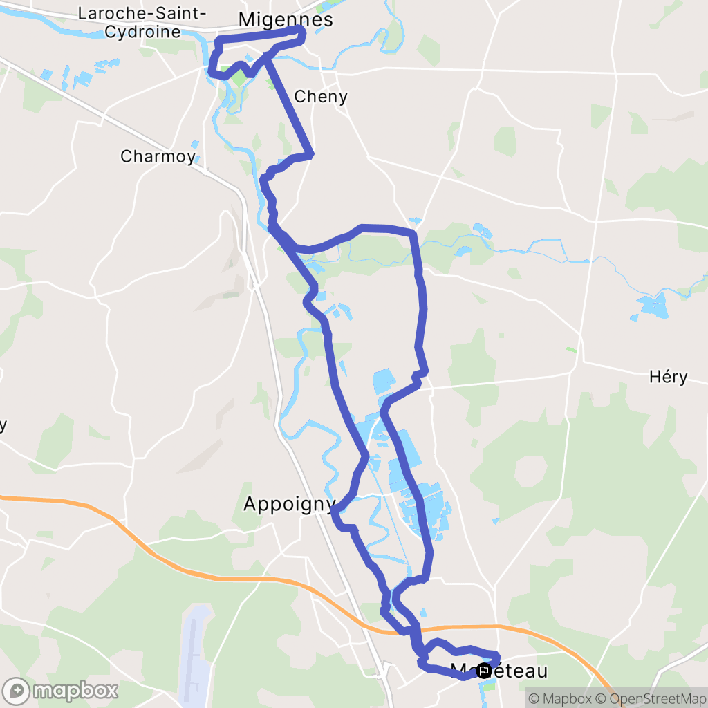 Monéteau : carte du parcours de randonnée - France